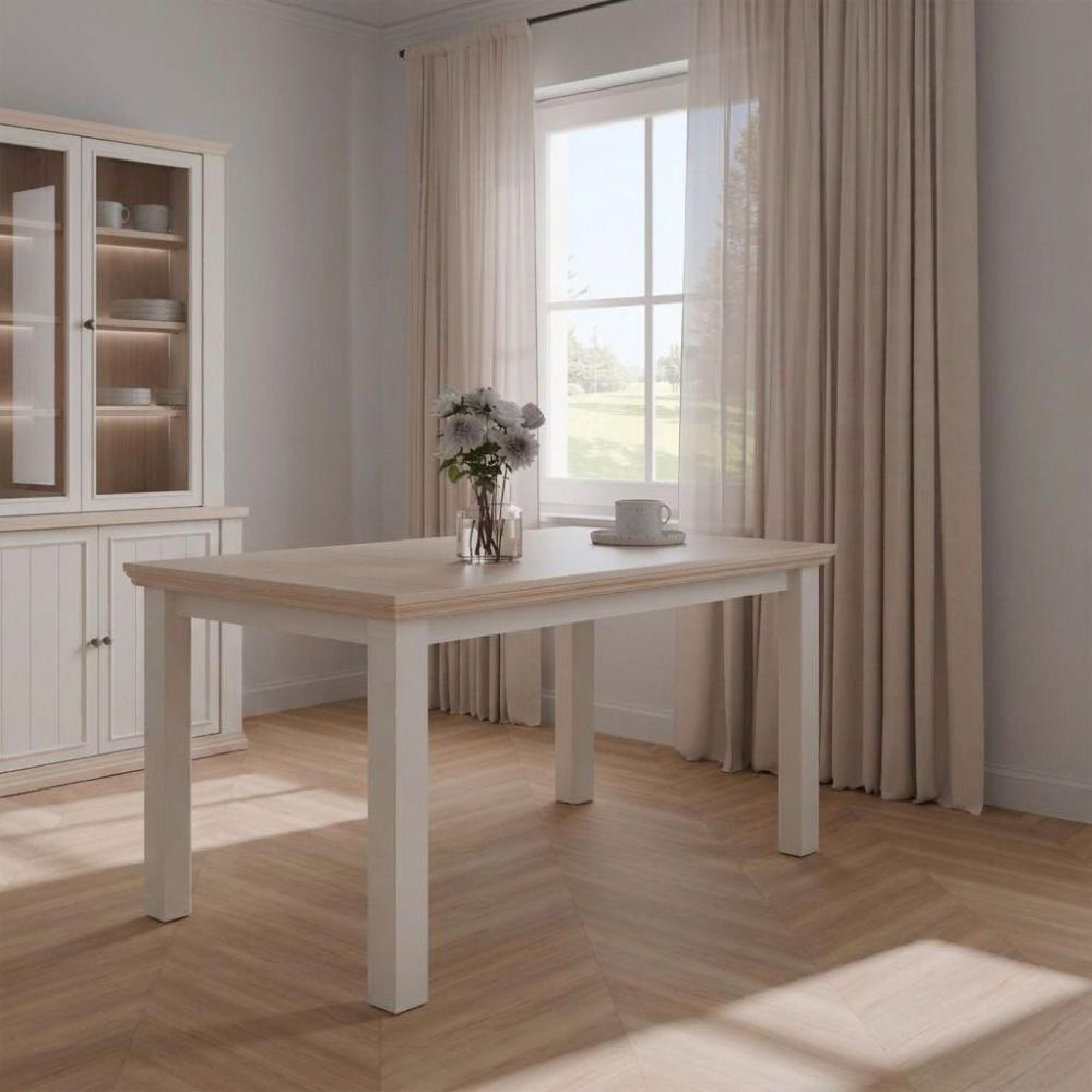 Pontypool Dining Table - 6-8 Seater - 150cm-200cm - Extending - White and Riva Oak