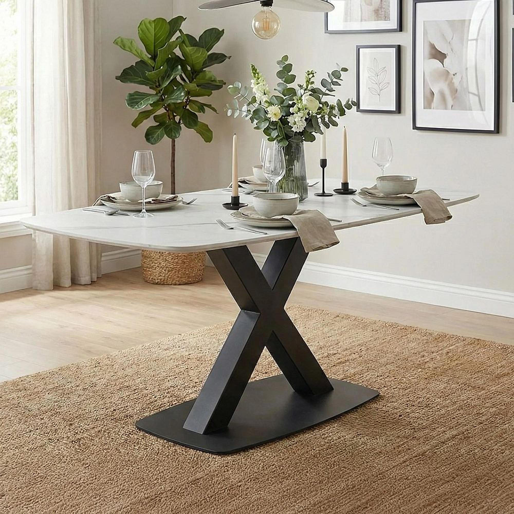 Clearance - Vernal Dining Table - 4 Seater - 130cm - White Sintered Stone - FSS17318