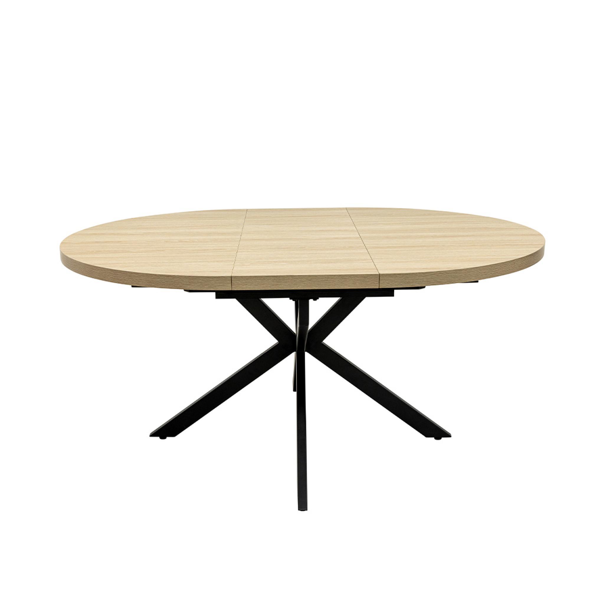 Dalton Extending Dining Table - 4-6 Seater - 120cm-160cm - Round - Light Oak - Spider Legs