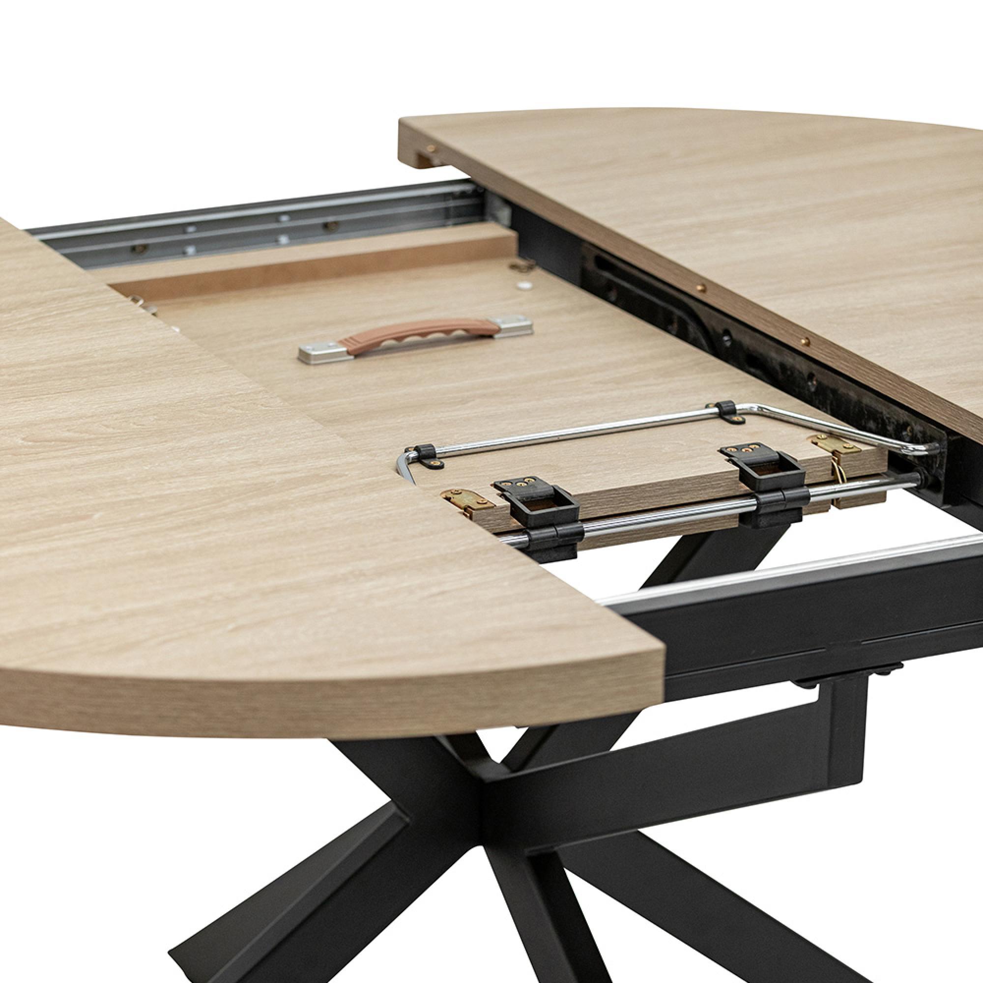 Dalton Extending Dining Table - 4-6 Seater - 120cm-160cm - Round - Light Oak - Spider Legs
