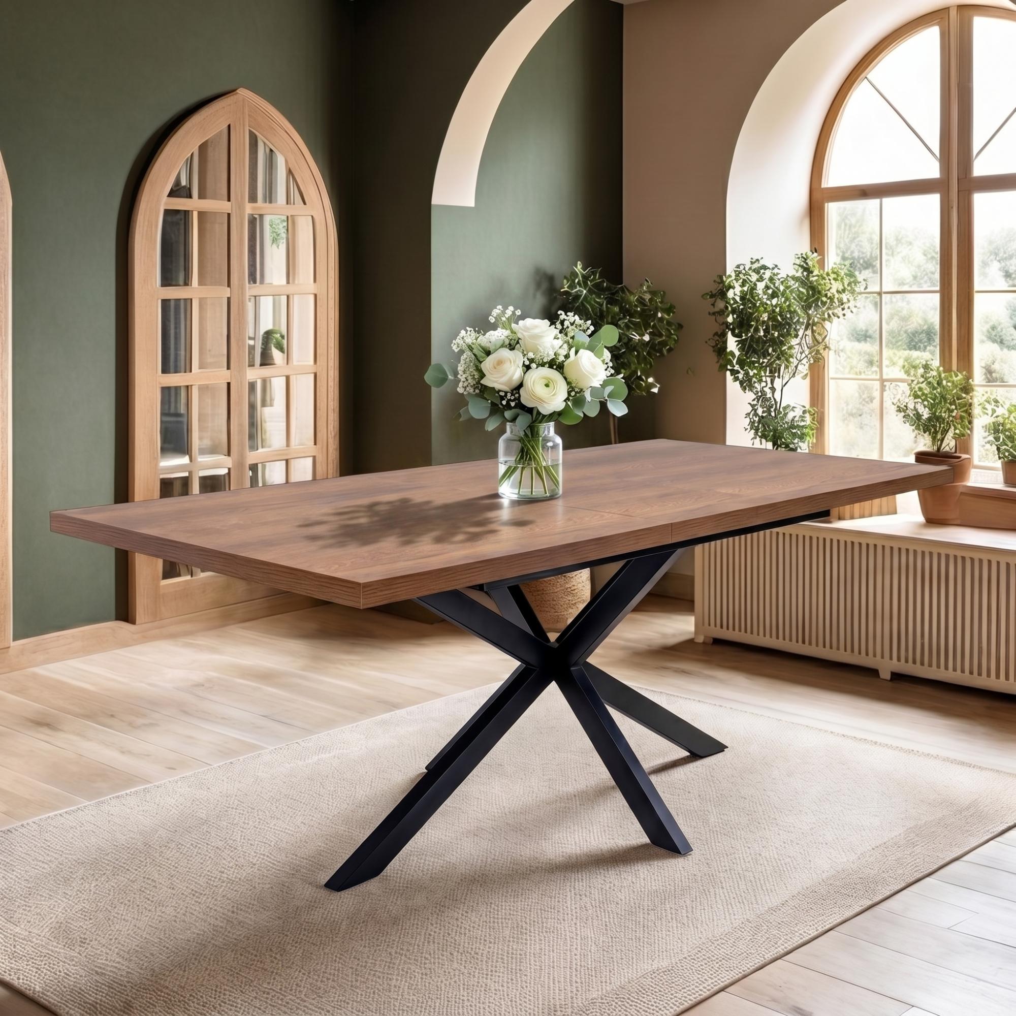 Panama Extending Dining Table - 6-8 Seater - 160cm-200cm - Spider Legs - Dark Oak