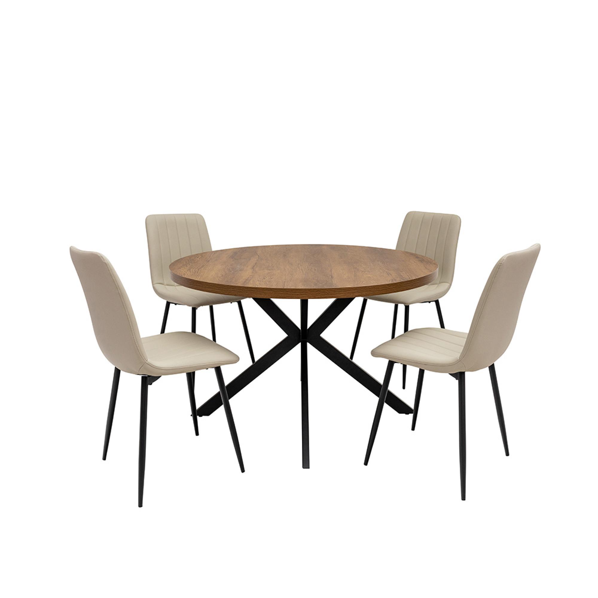 Panama Dining Table - 4 Seater - 120cm - Round - Spider Legs - Dark Oak