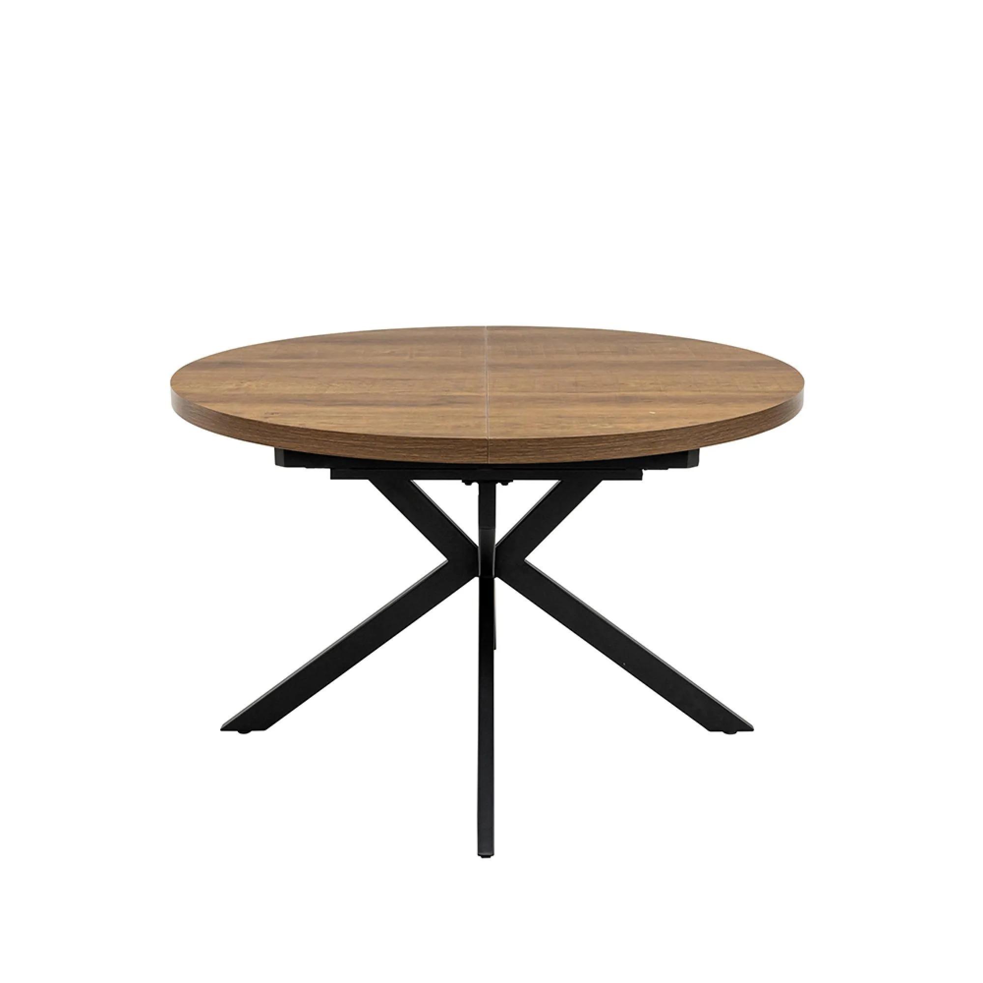 Panama Extending Dining Table - 4-6 Seater - 120cm-160cm - Round - Spider Legs - Dark Oak