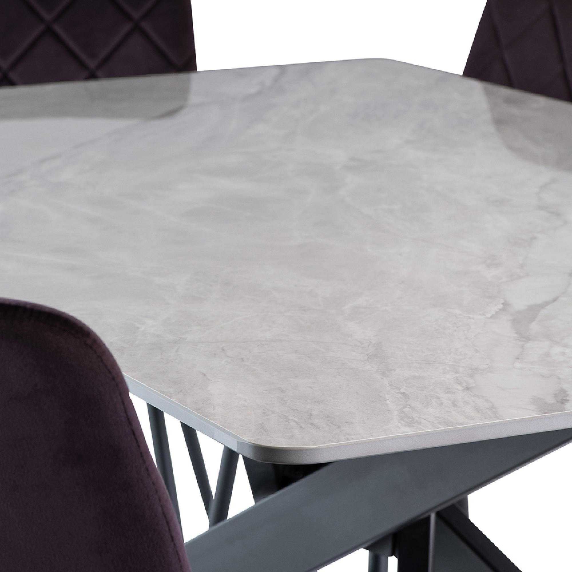 Camilla Dining Table - 6 Seater - 160cm - Rebecca Grey Sintered Stone