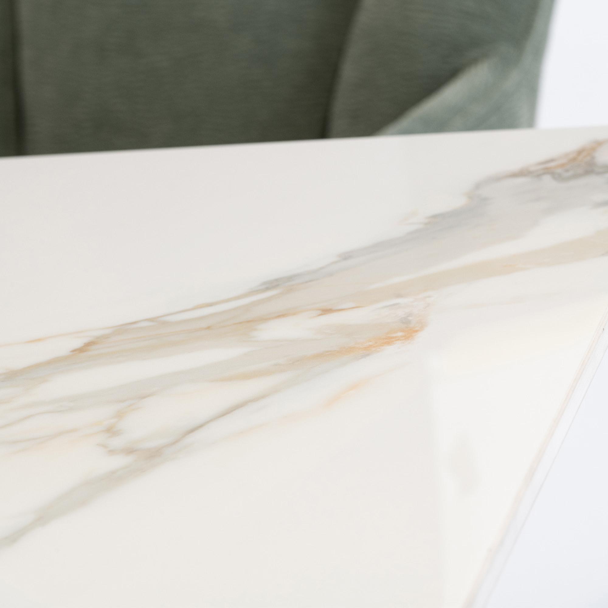 Camilla Dining Table - 6 Seater - 160cm - White and Kass Gold Sintered Stone