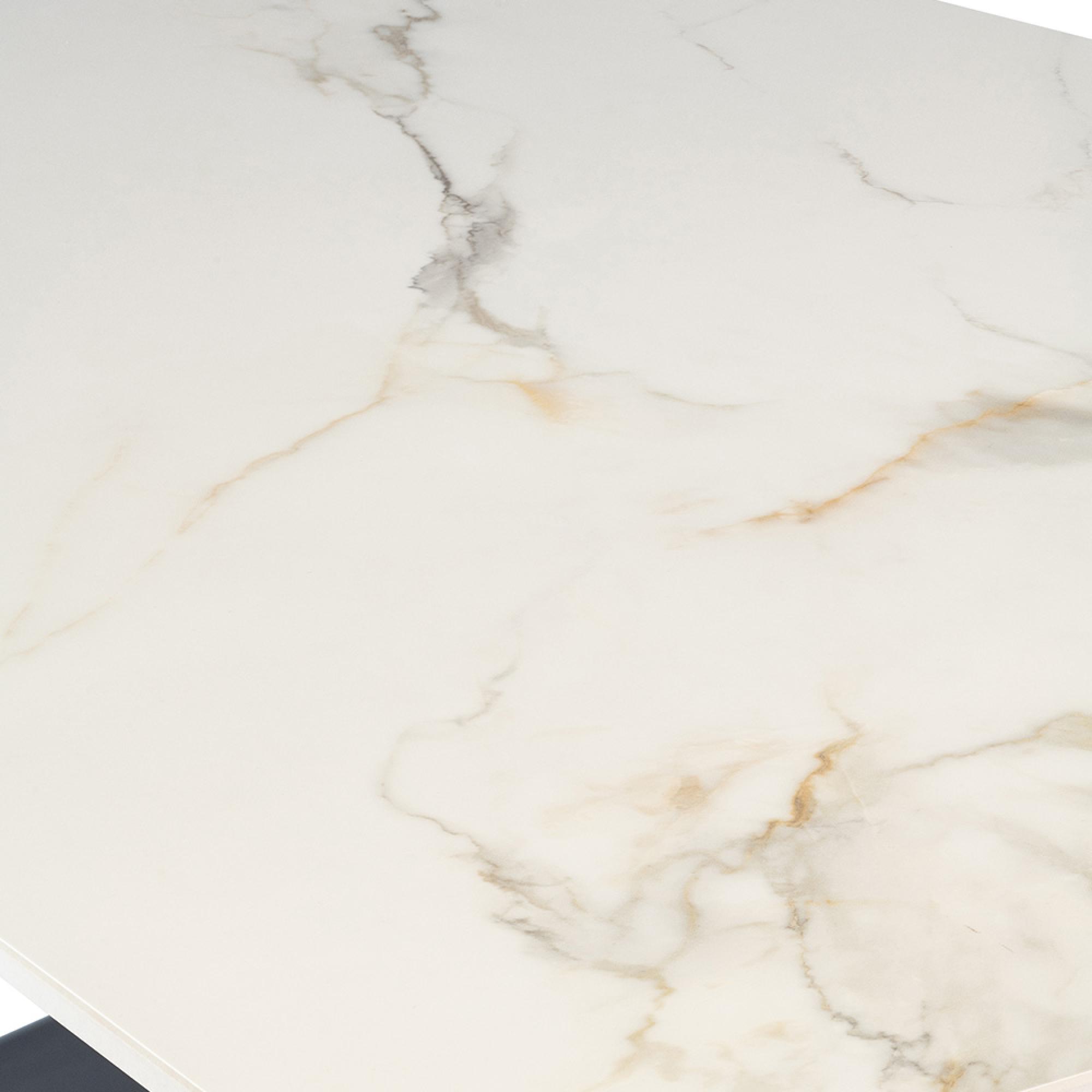 Camilla Dining Table - 6 Seater - 160cm - White and Kass Gold Sintered Stone