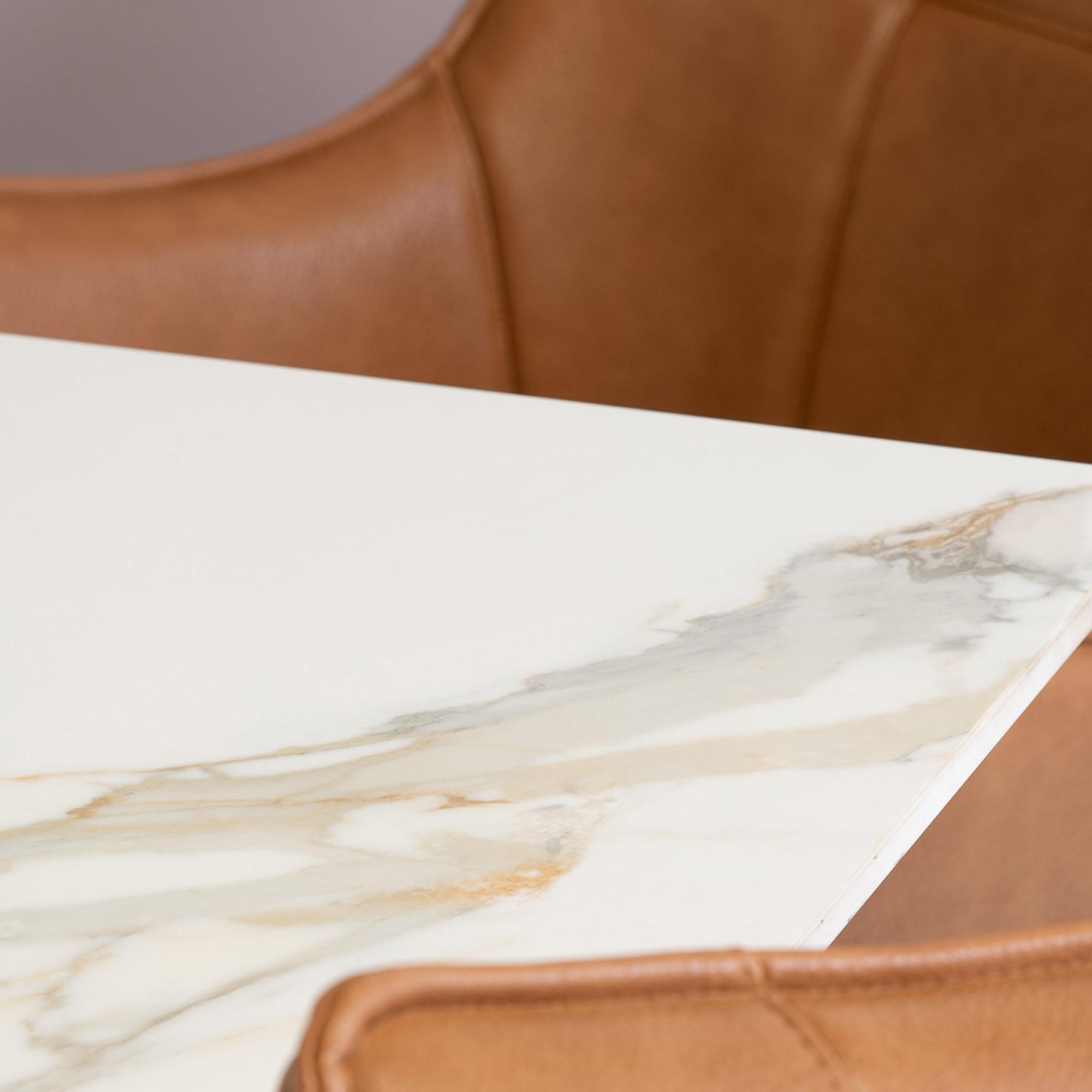 Cora Dining Table - 6 Seater - 180cm - Kass Gold Sintered Stone