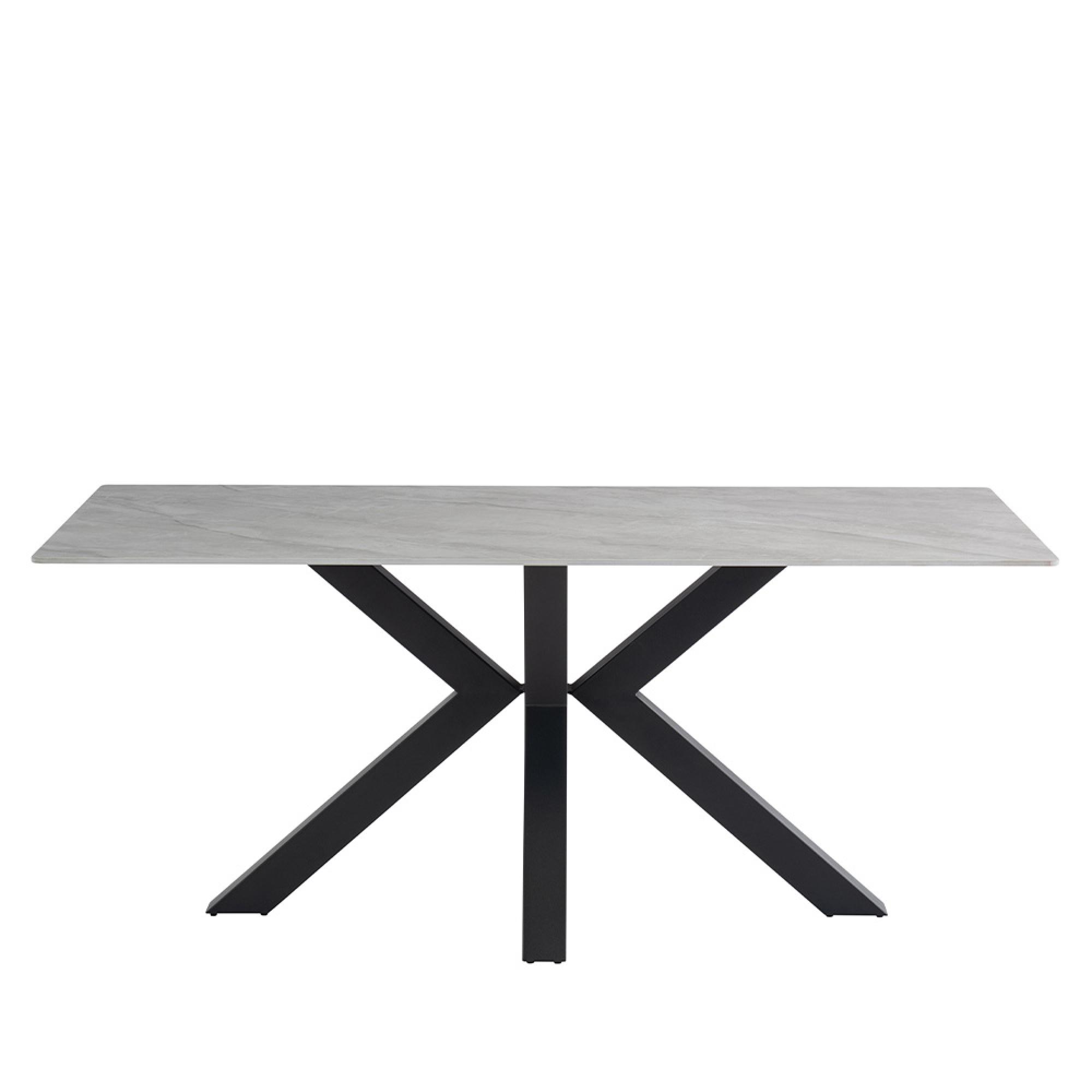 Cora Dining Table - 6 Seater - 180cm - Polished Rebecca Grey Sintered Stone