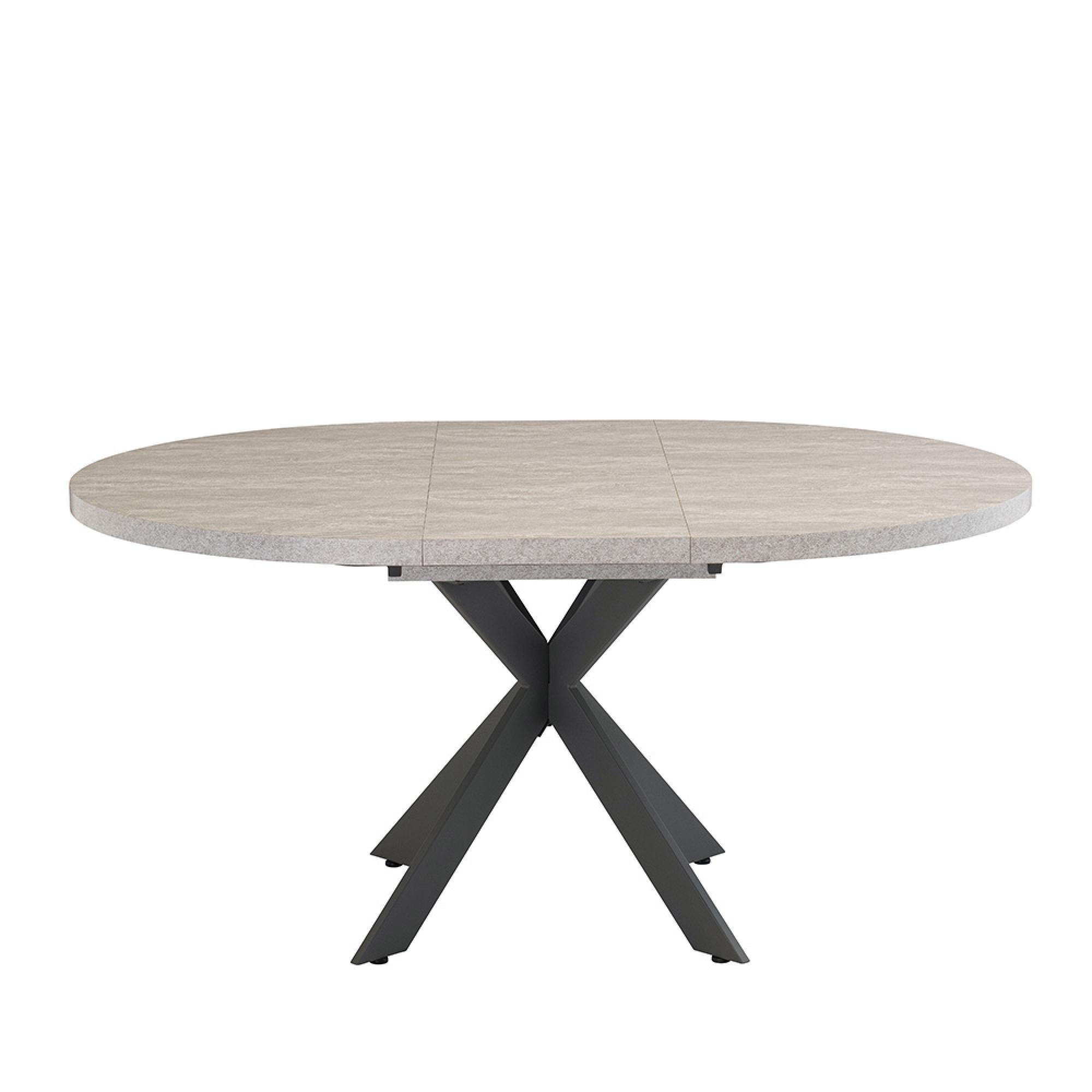 Rimini Extending Dining Table - 4-6 Seater - 120cm-160cm - Round - Spider Legs - Light Grey