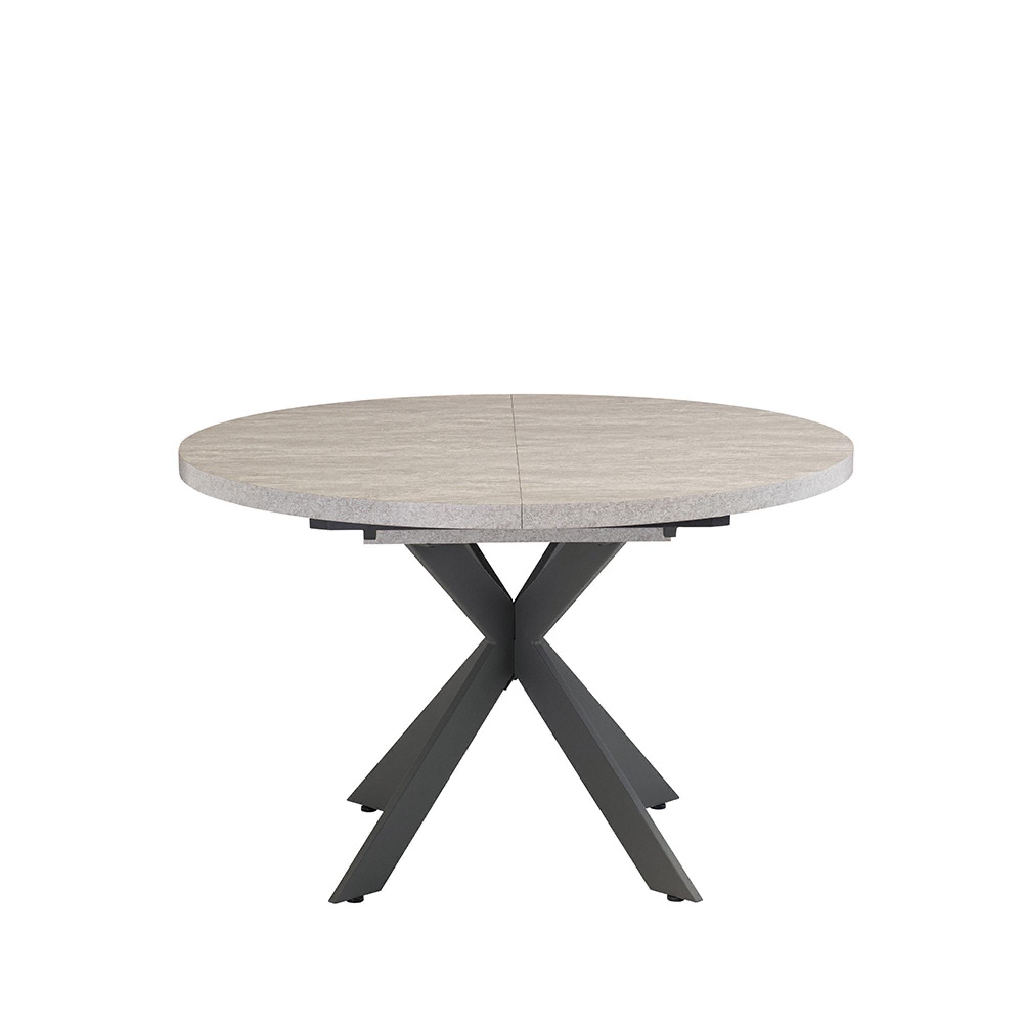 Rimini Extending Dining Table - 4-6 Seater - 120cm-160cm - Round - Spider Legs - Light Grey