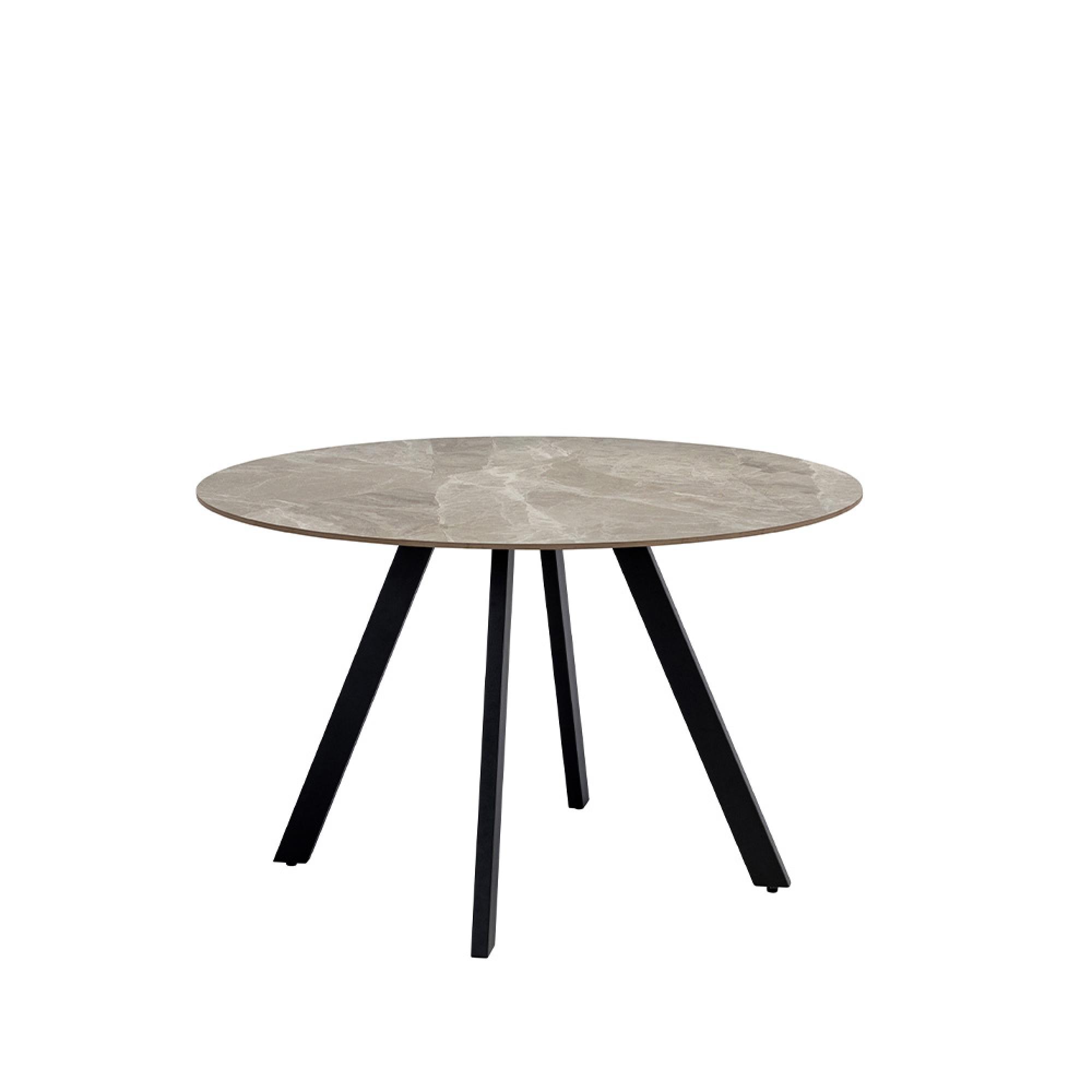 Saldini Dining Table - 4 Seater - 110cm - Round - Spider Legs - Grey Sintered Stone