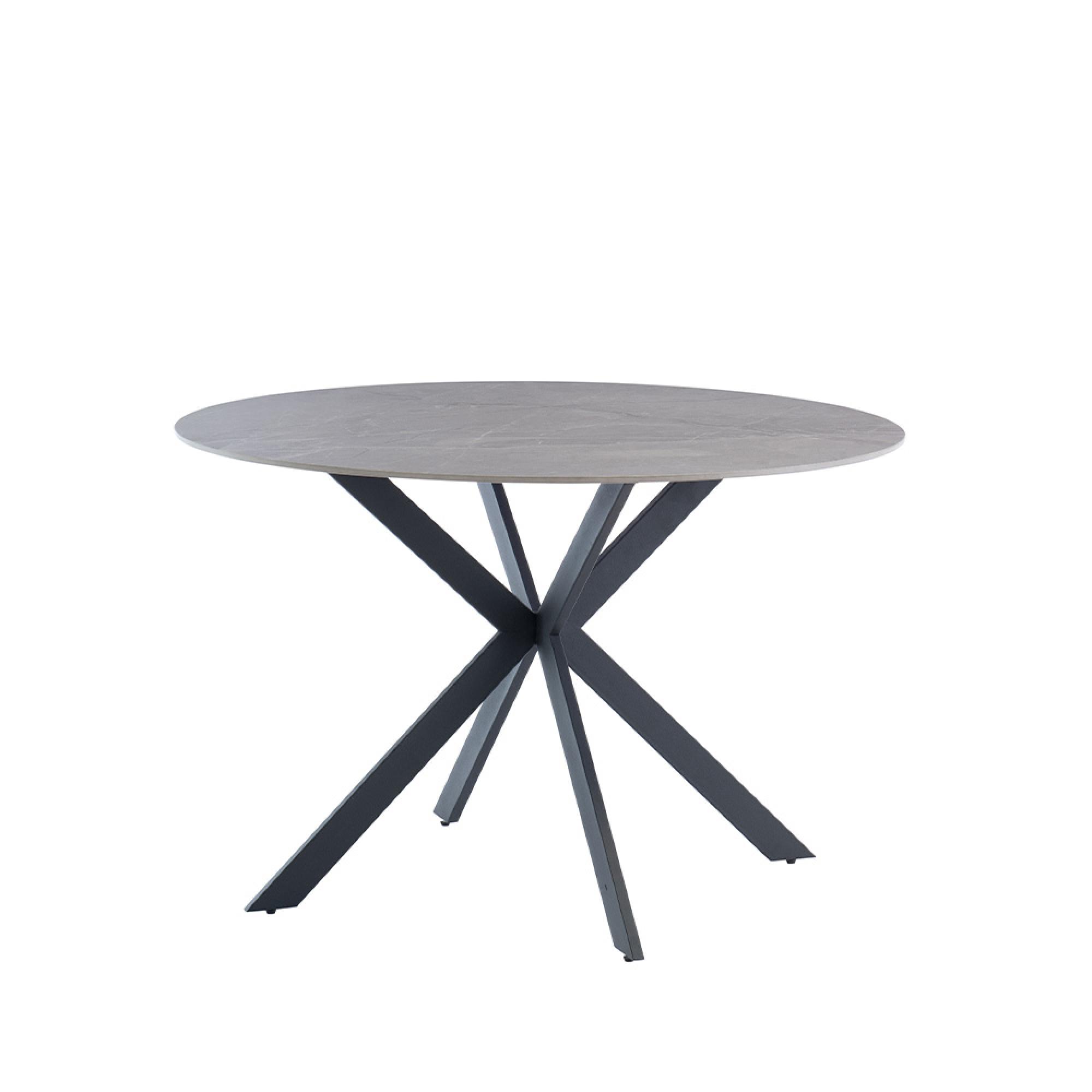 Talia Dining Table - 4 Seater - 120cm - Round - Spider Legs - Grey Sintered Stone