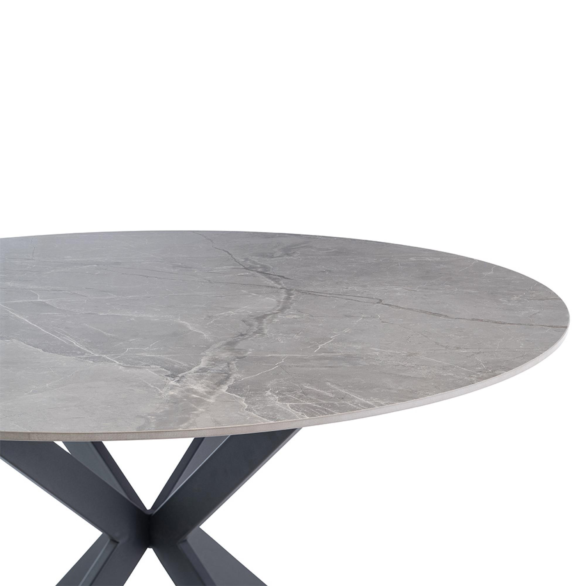 Talia Dining Table - 4 Seater - 120cm - Round - Spider Legs - Grey Sintered Stone