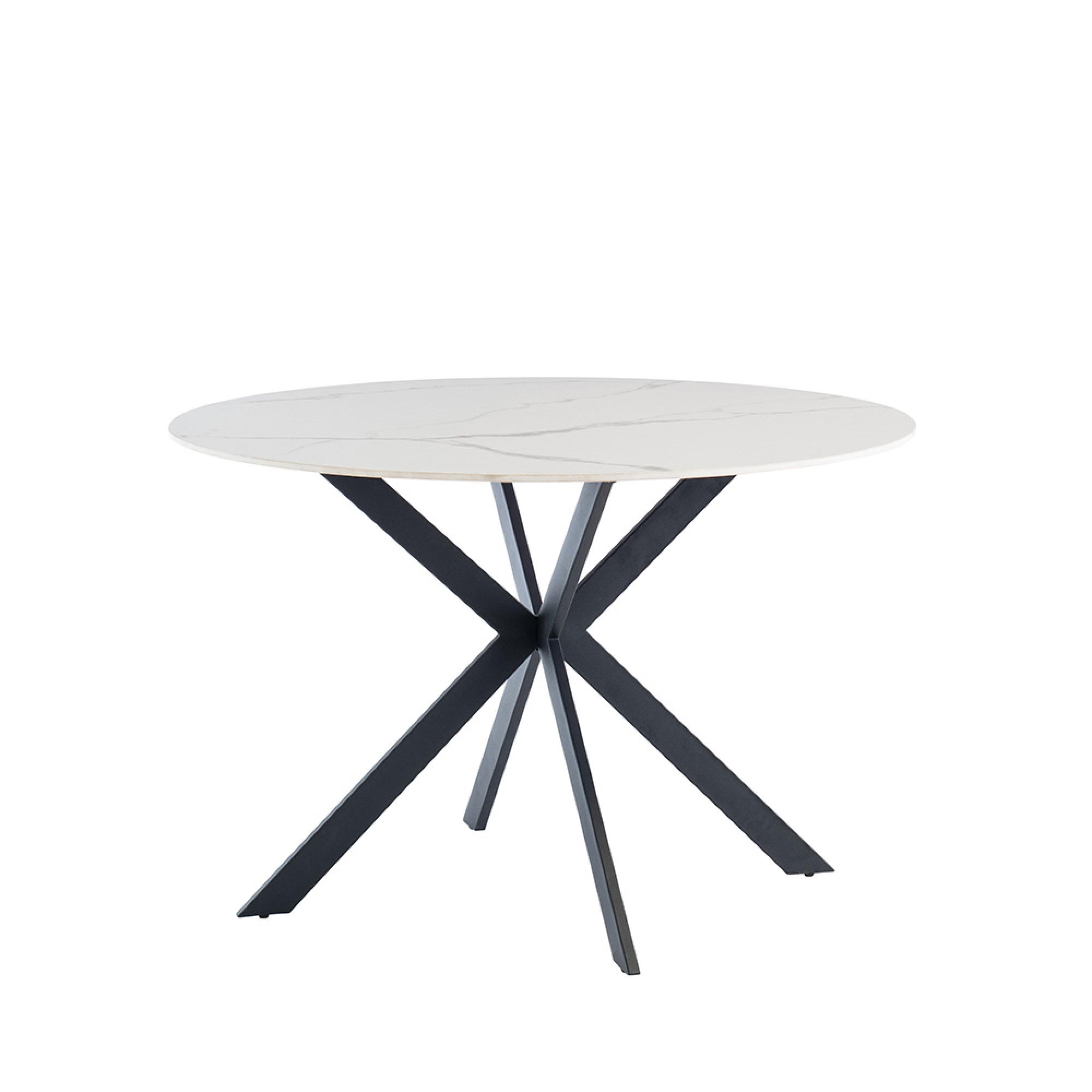 Talia Dining Table - 4 Seater - 120cm - Round - Spider Legs - Italy White Sintered Stone