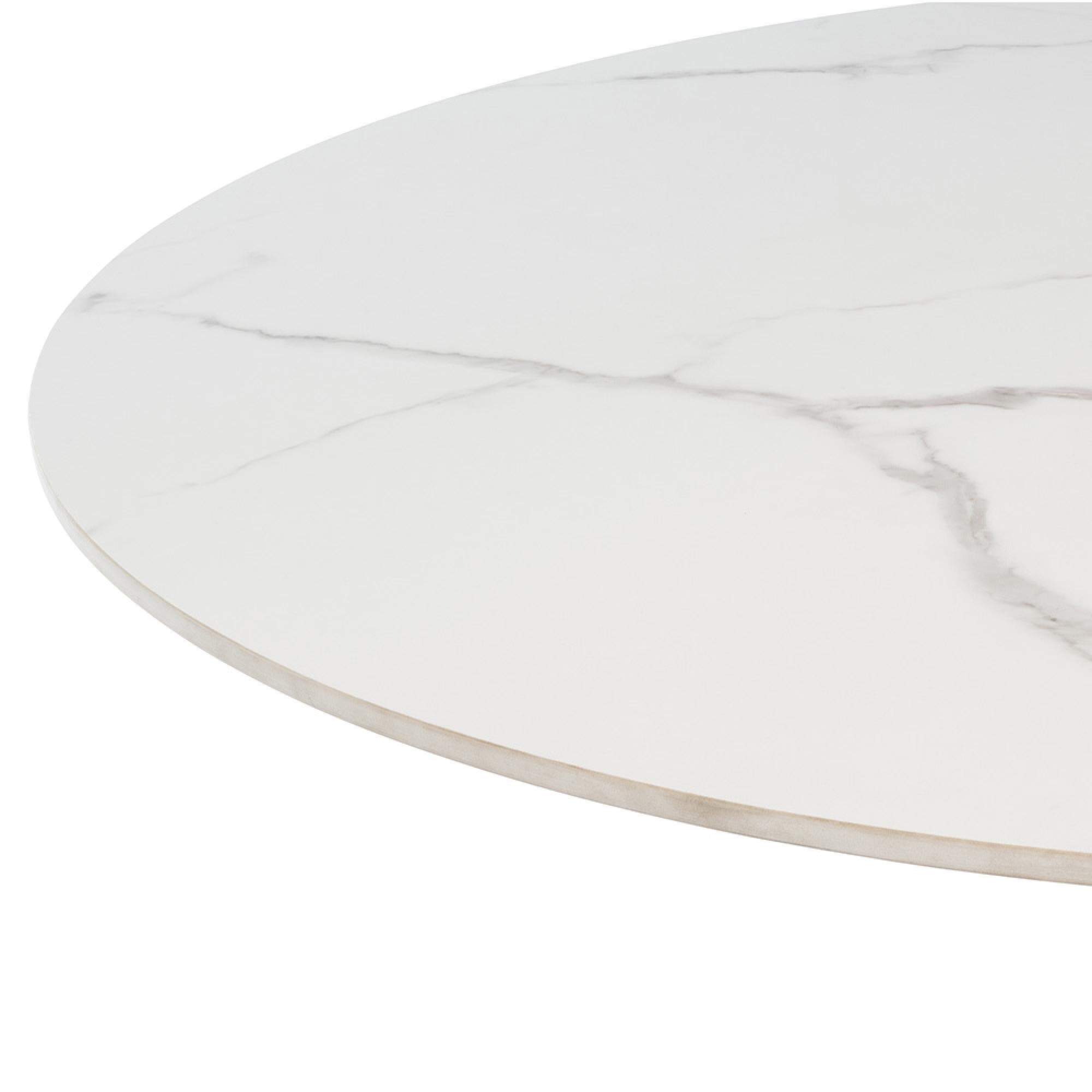 Talia Dining Table - 4 Seater - 120cm - Round - Spider Legs - Italy White Sintered Stone