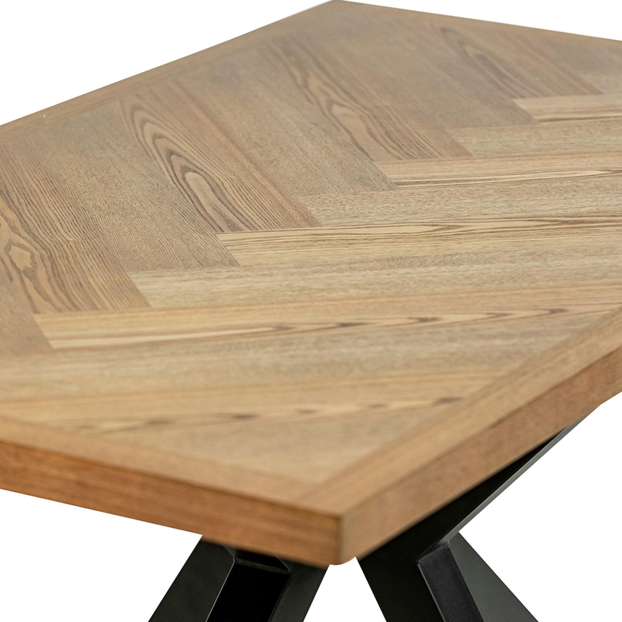 Zara Dining Table - 4 Seater - 140cm - Spider Legs - Ash Herringbone