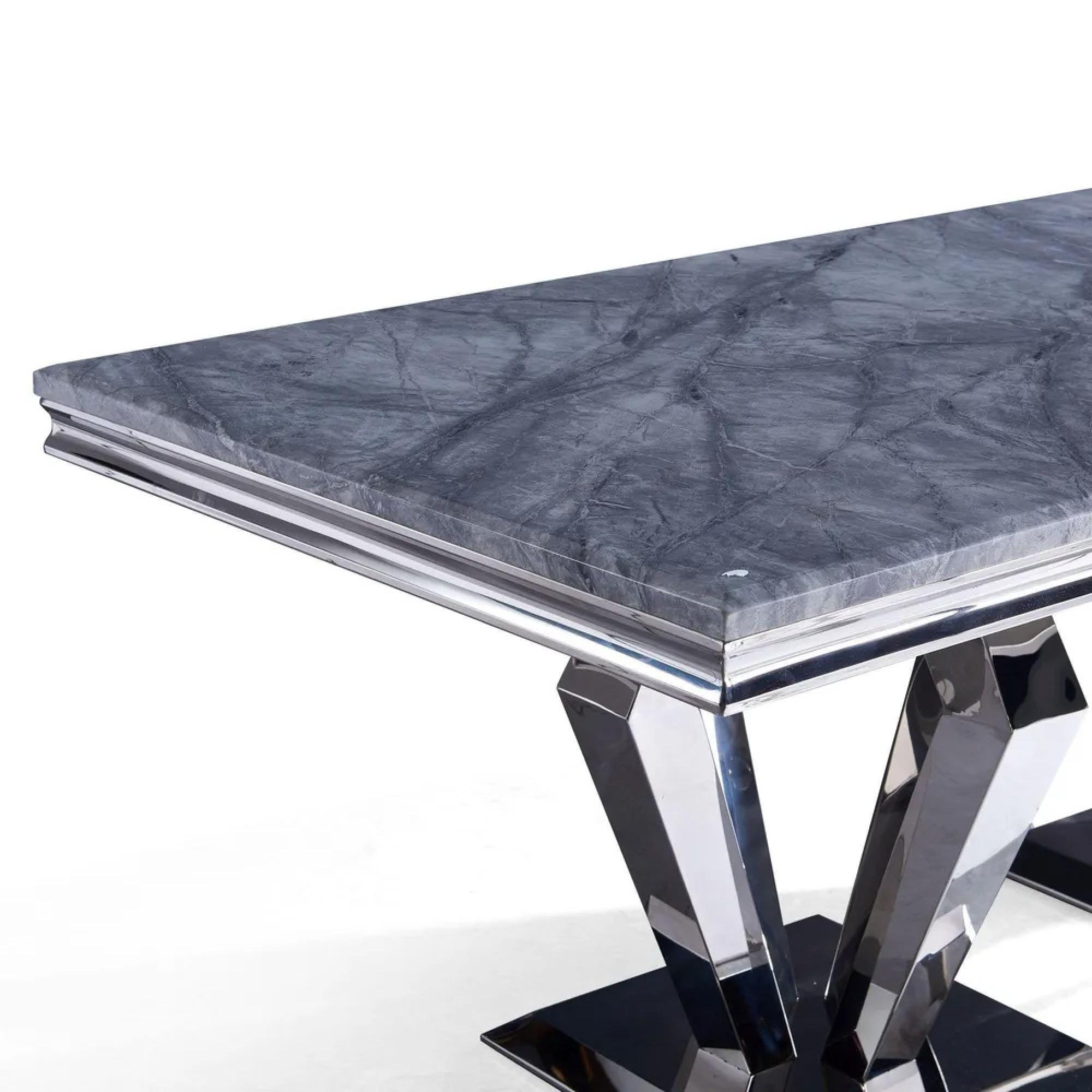 Dolce Dining Table - Grey Marble & Chrome - Sizes Available