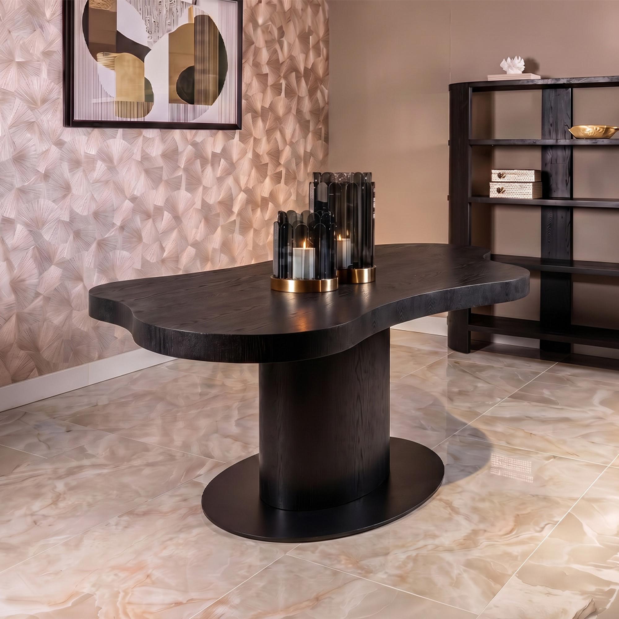 Bogor Dark Wood 8 Seater Pedestal Dining Table