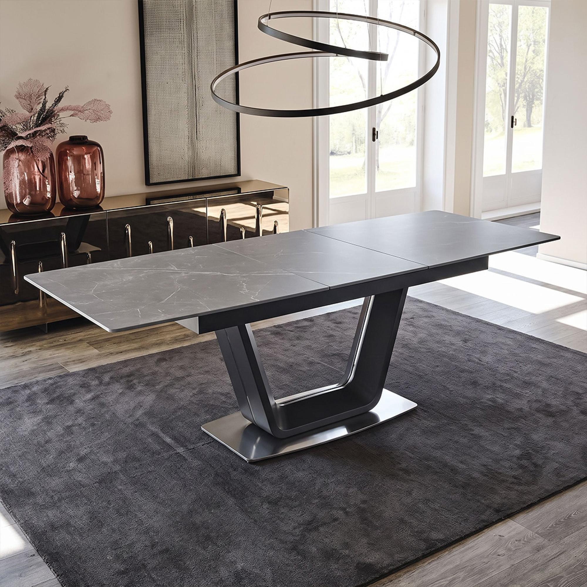 Alpha Black Ceramic 4-6 Seater 140cm-180cm Extending Dining Table