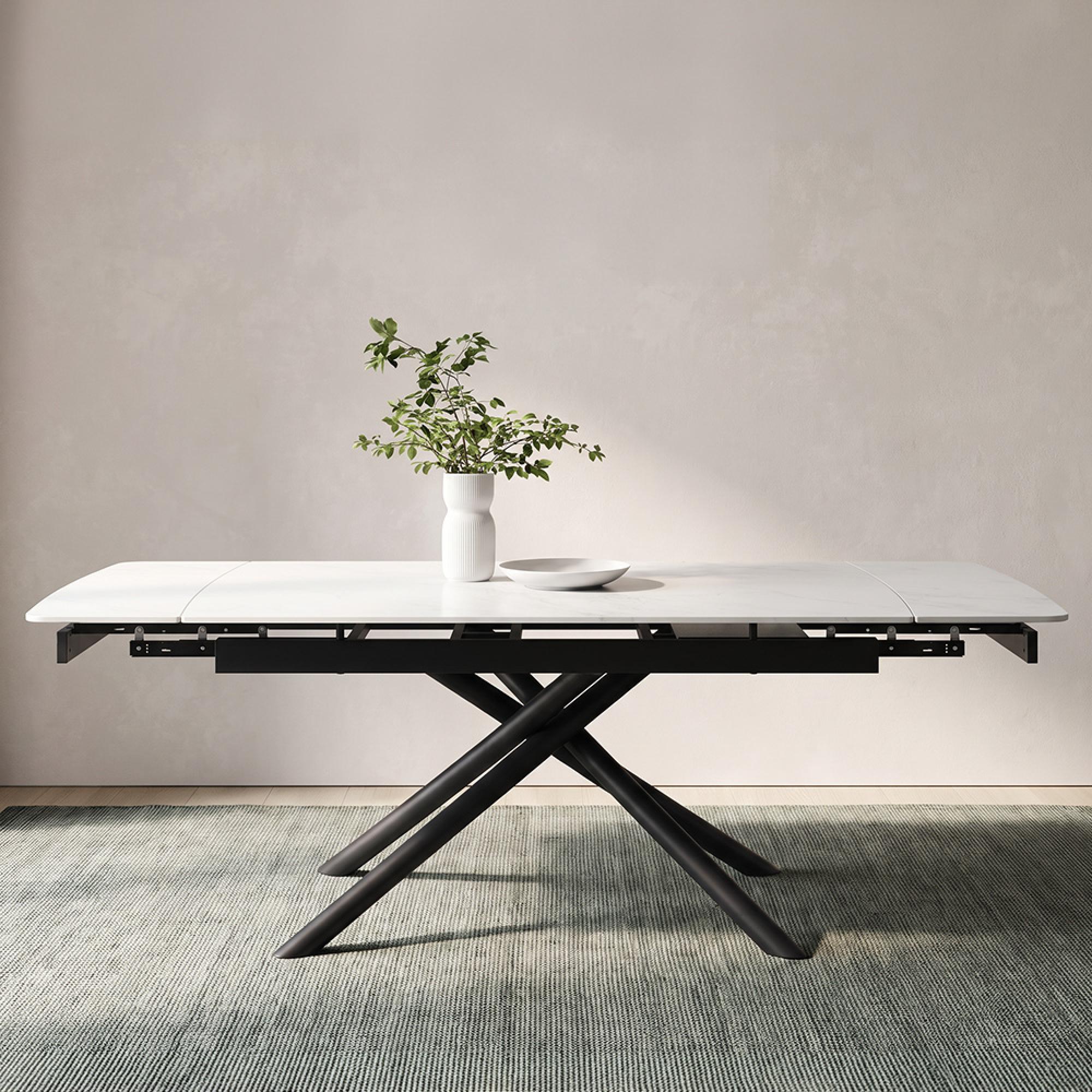 Apollo-White-Ceramic-6-8-Seater-160cm-220cm-Extending-Dining-Table-with-Black-Base