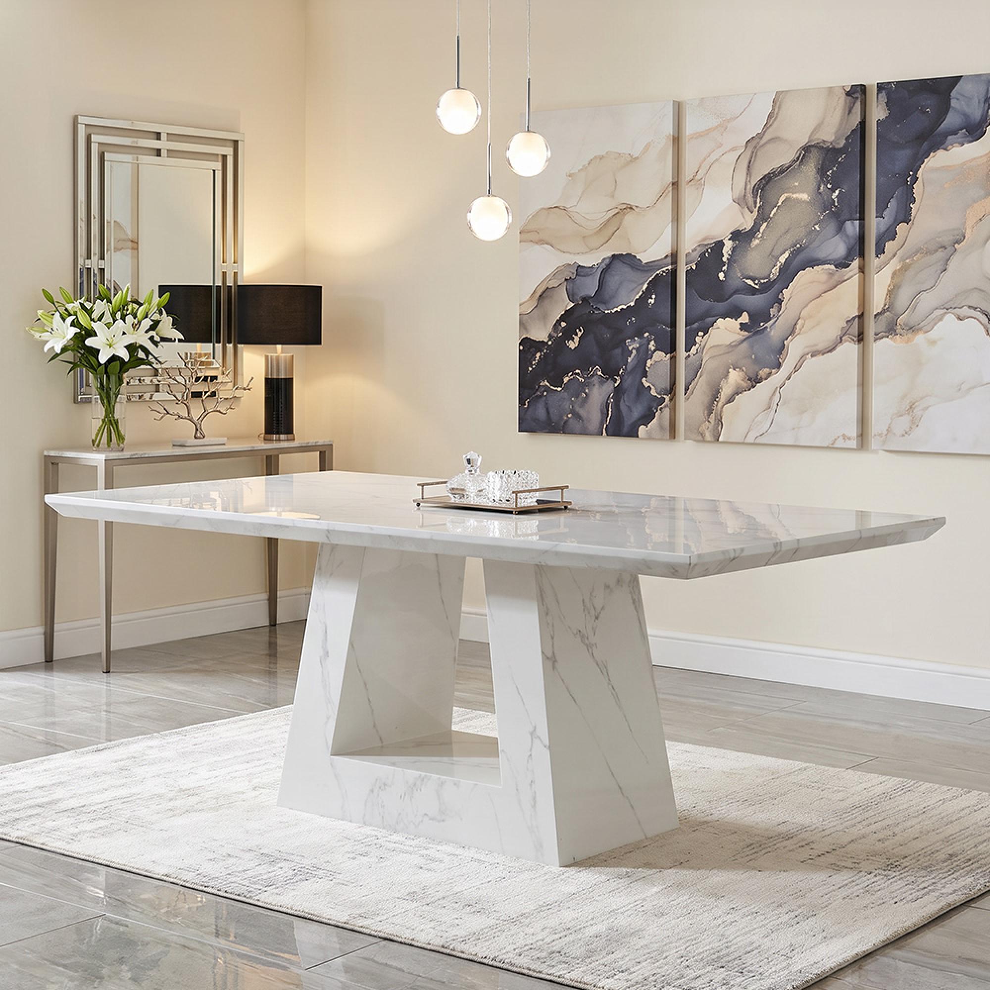 Milan White Marble Dining Table - Sizes Available