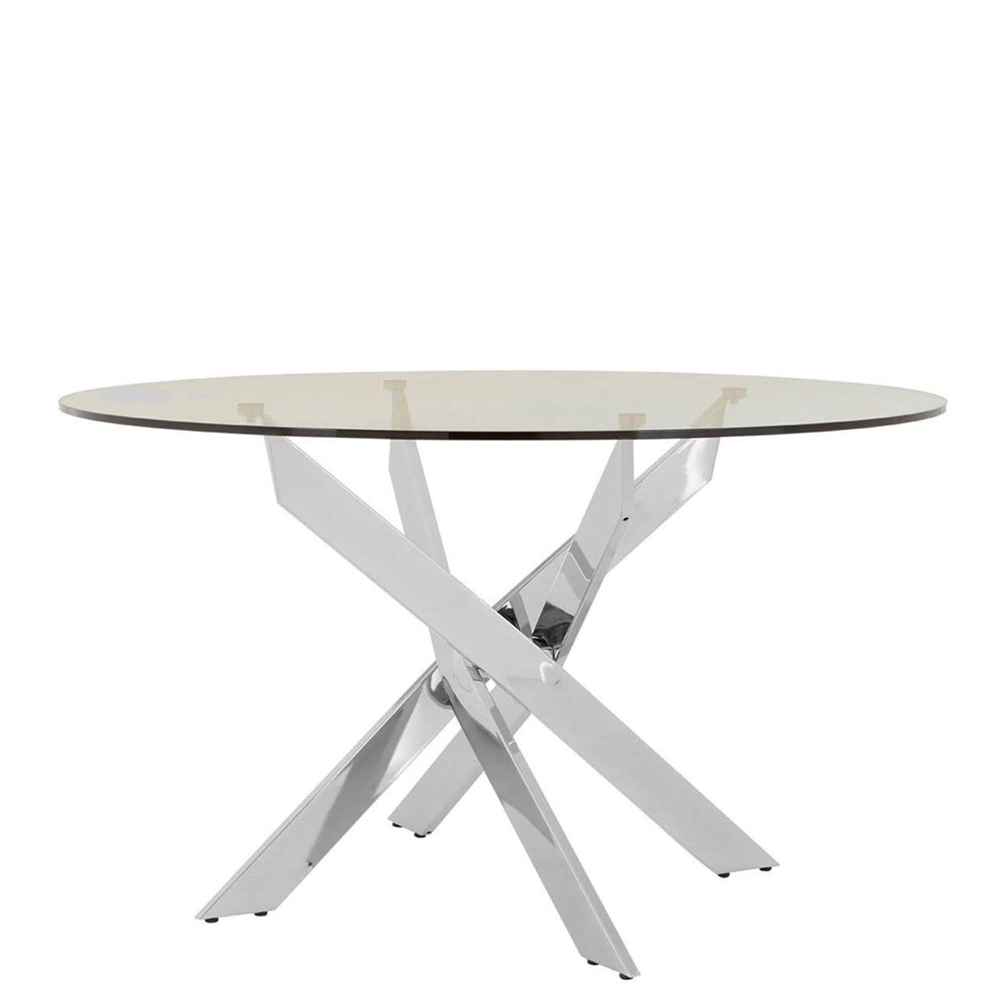 Allure Round Dining Table - 4 Seater - 130cm - Chrome Glass- Intersected Legs