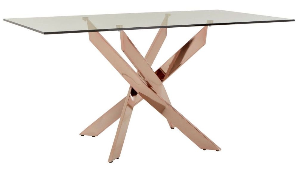 Allure Dining Table - 6 Seater - 150cm - Rose Gold Glass