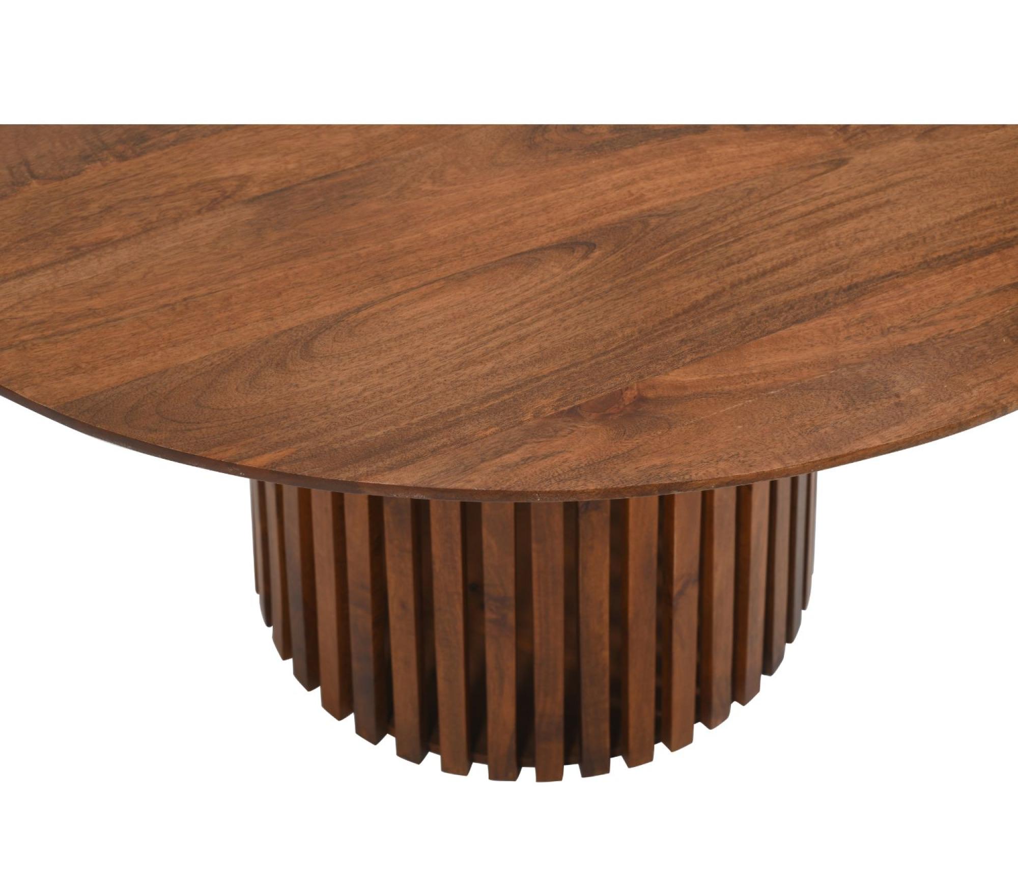Amber Slatted Mango Wood 4 Seater Round Dining Table