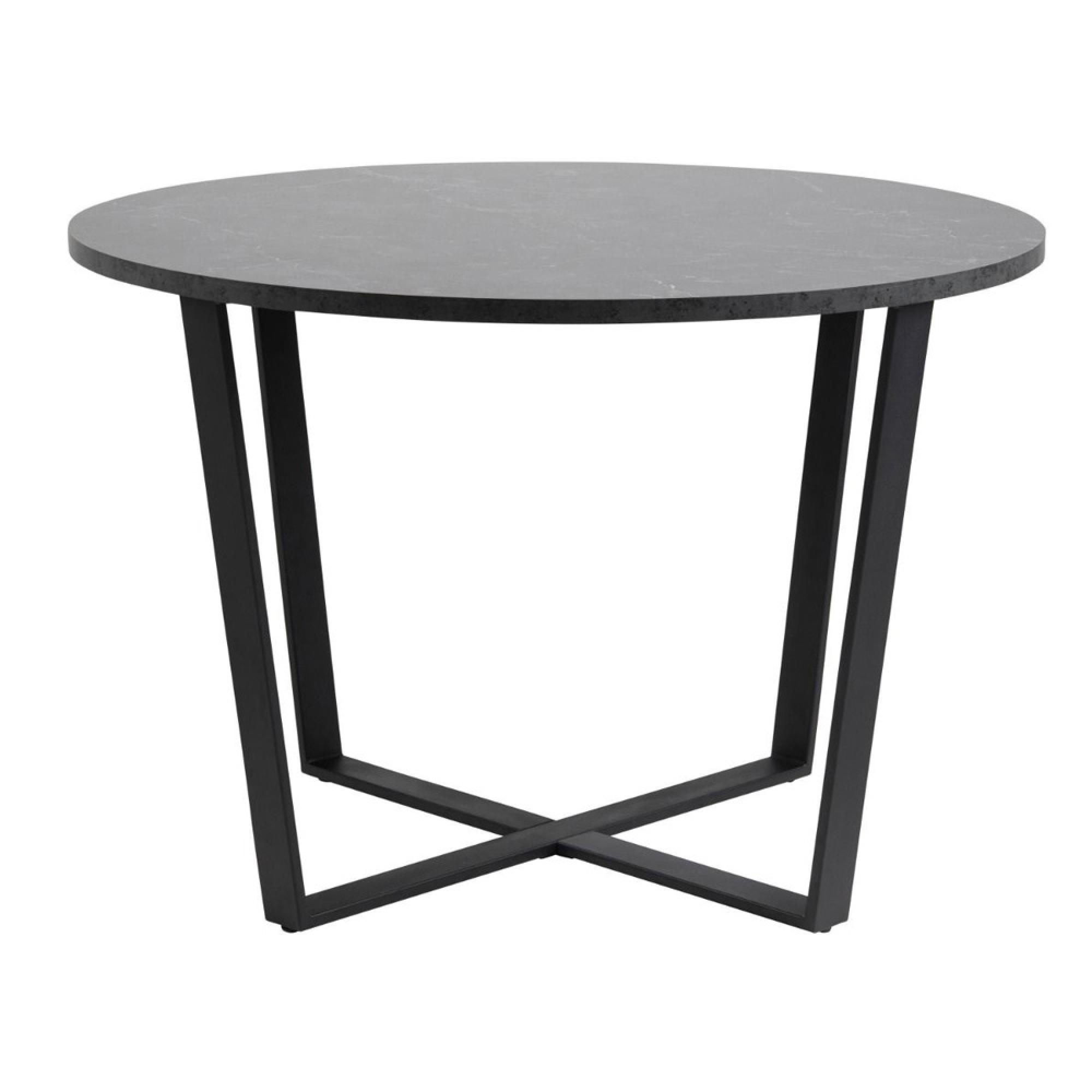 Amble Black Marble Effect 4 Seater Round Dining Table with Black Legs