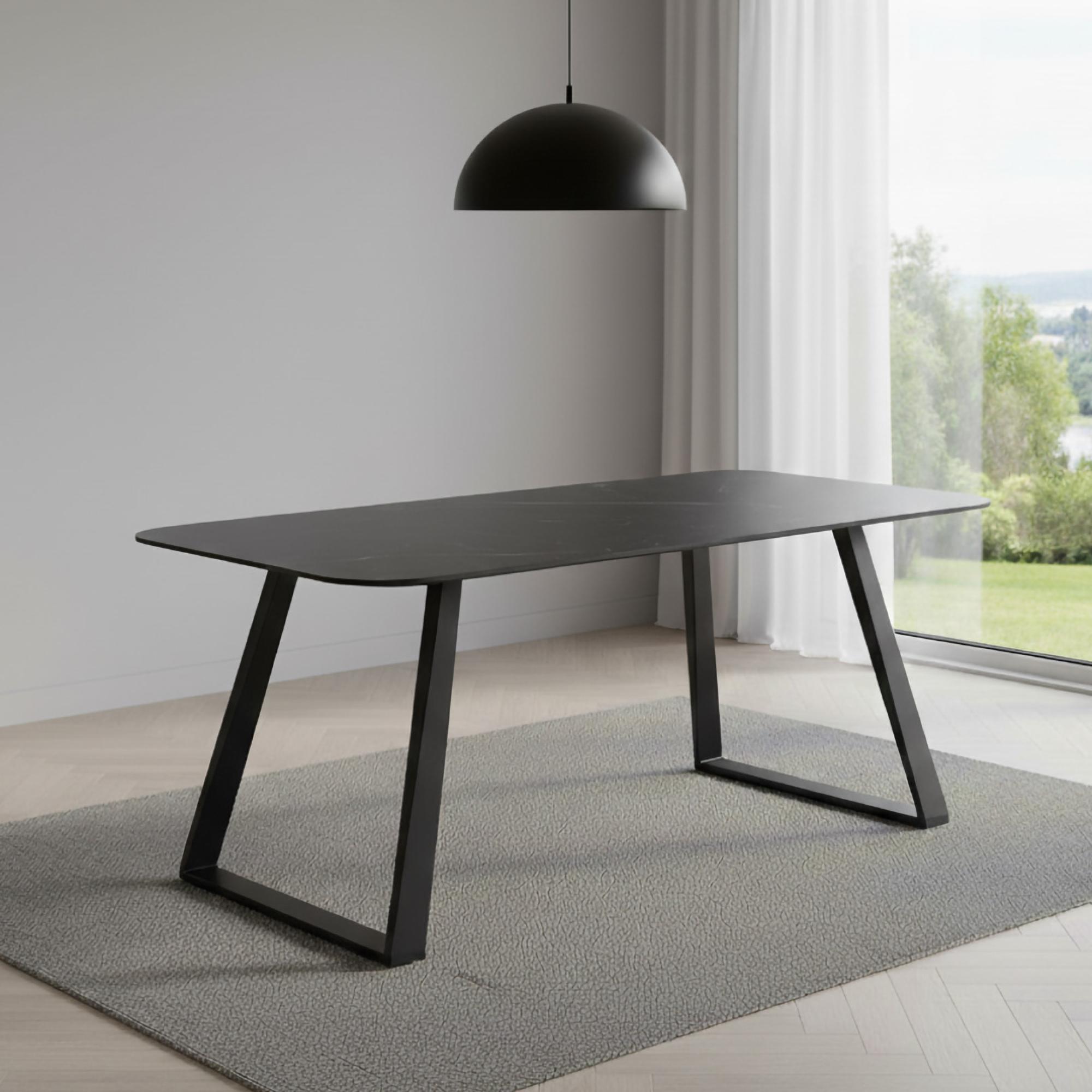 Antalya Dining Table - 6 Seater - 180cm - Matt Black Ceramic