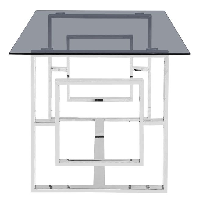 Apex Dining Table - 6 Seater - 160cm - Smoked Glass and Chrome