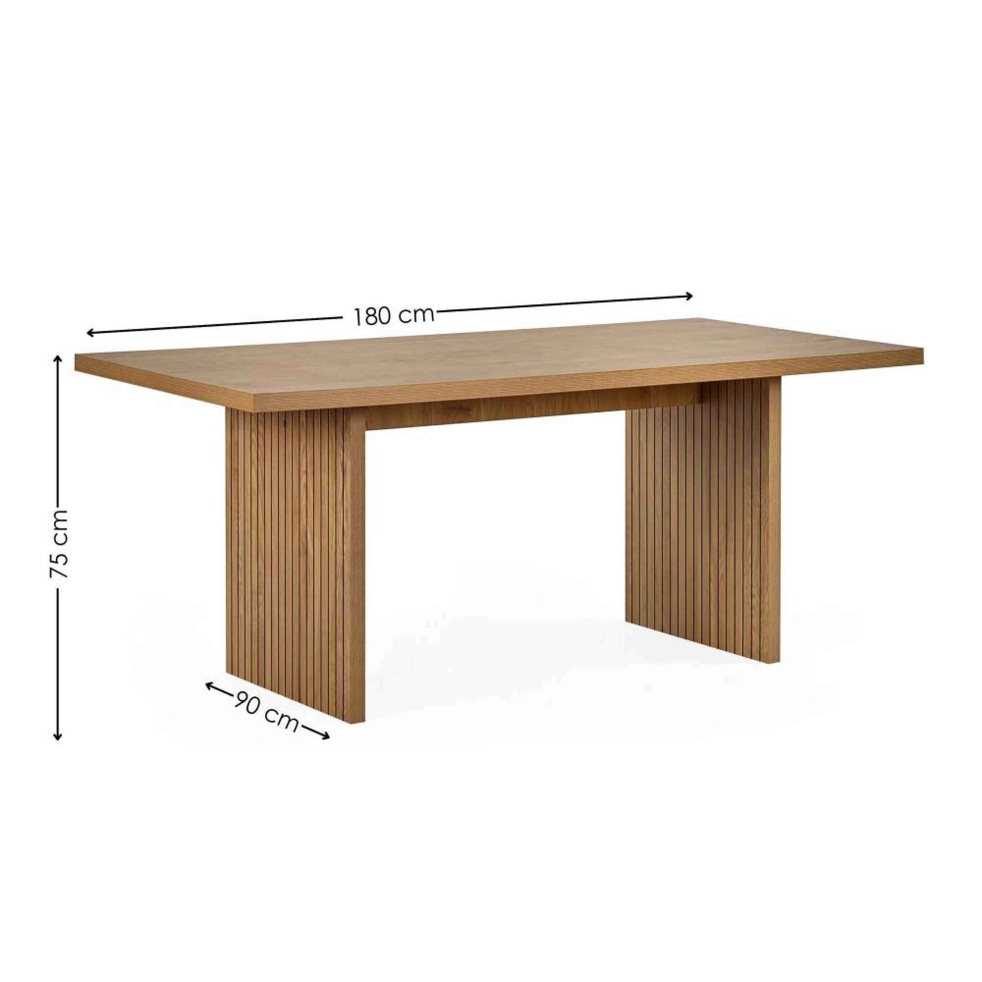 Arundel Dining Table - 6 Seater - 180cm - Fluted - Oak Effect