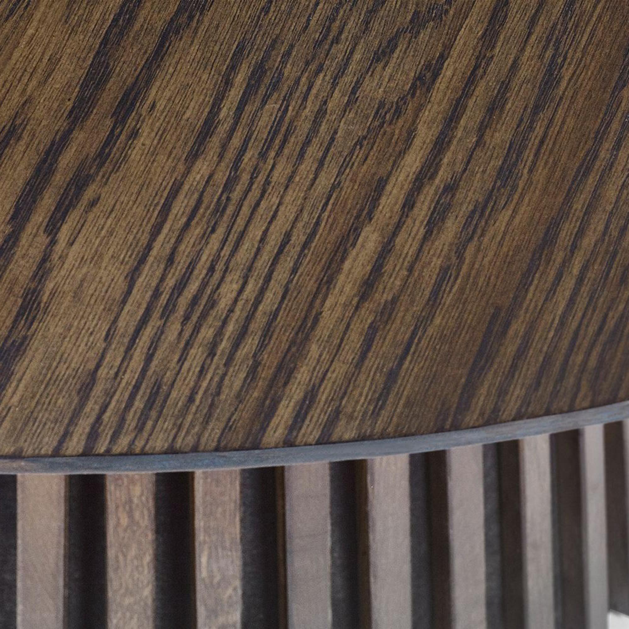 Arya Dark Oak Slatted Round Extending Dining Table - 120cm-200cm - 4-8 Seater