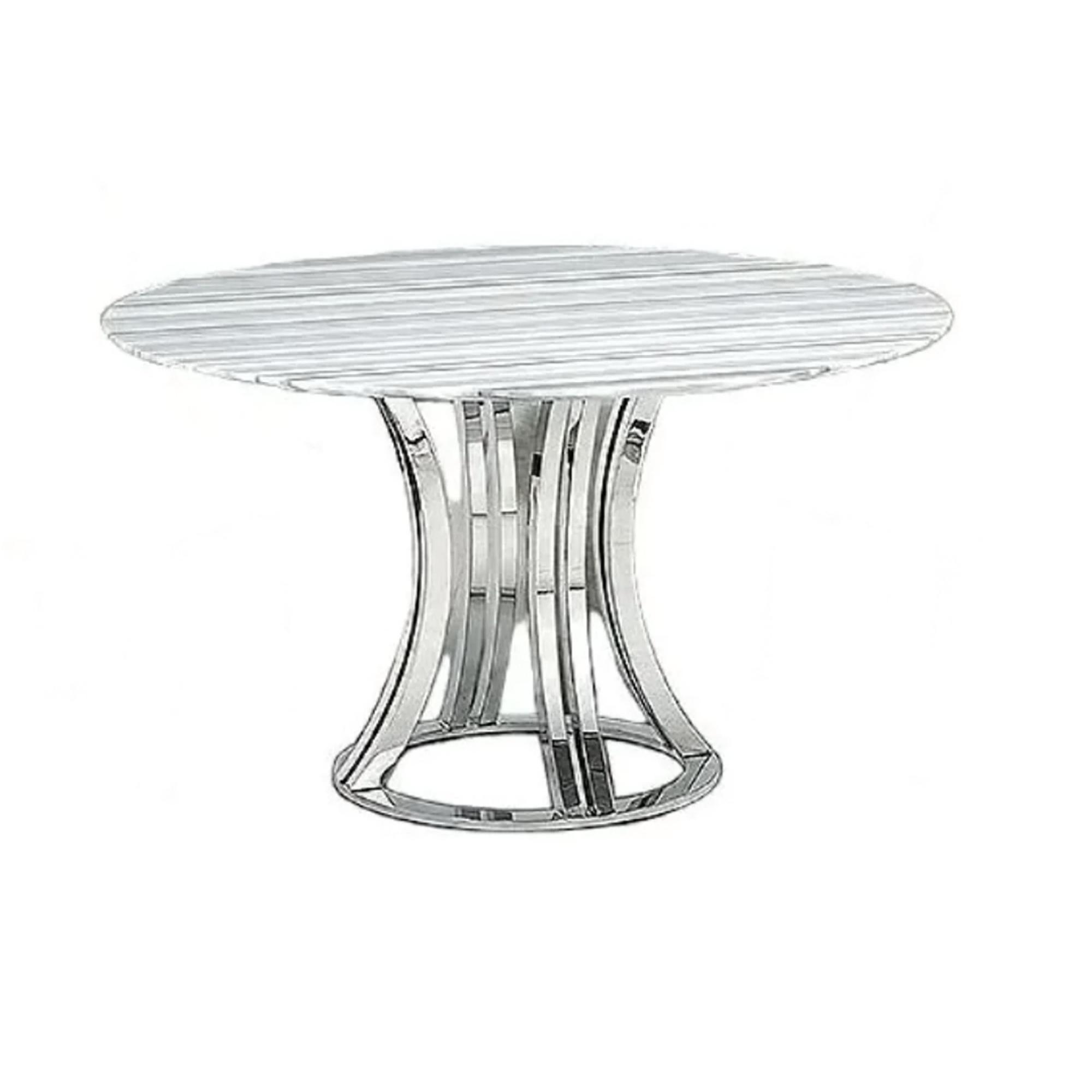 Aurora Dining Table - Round - Marble with Stainless Steel Pedestal Base - Variation Available