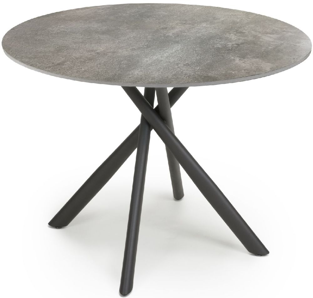Avesta Dining Table - 4 Seater - 100cm - Round - Grey Marble Effect