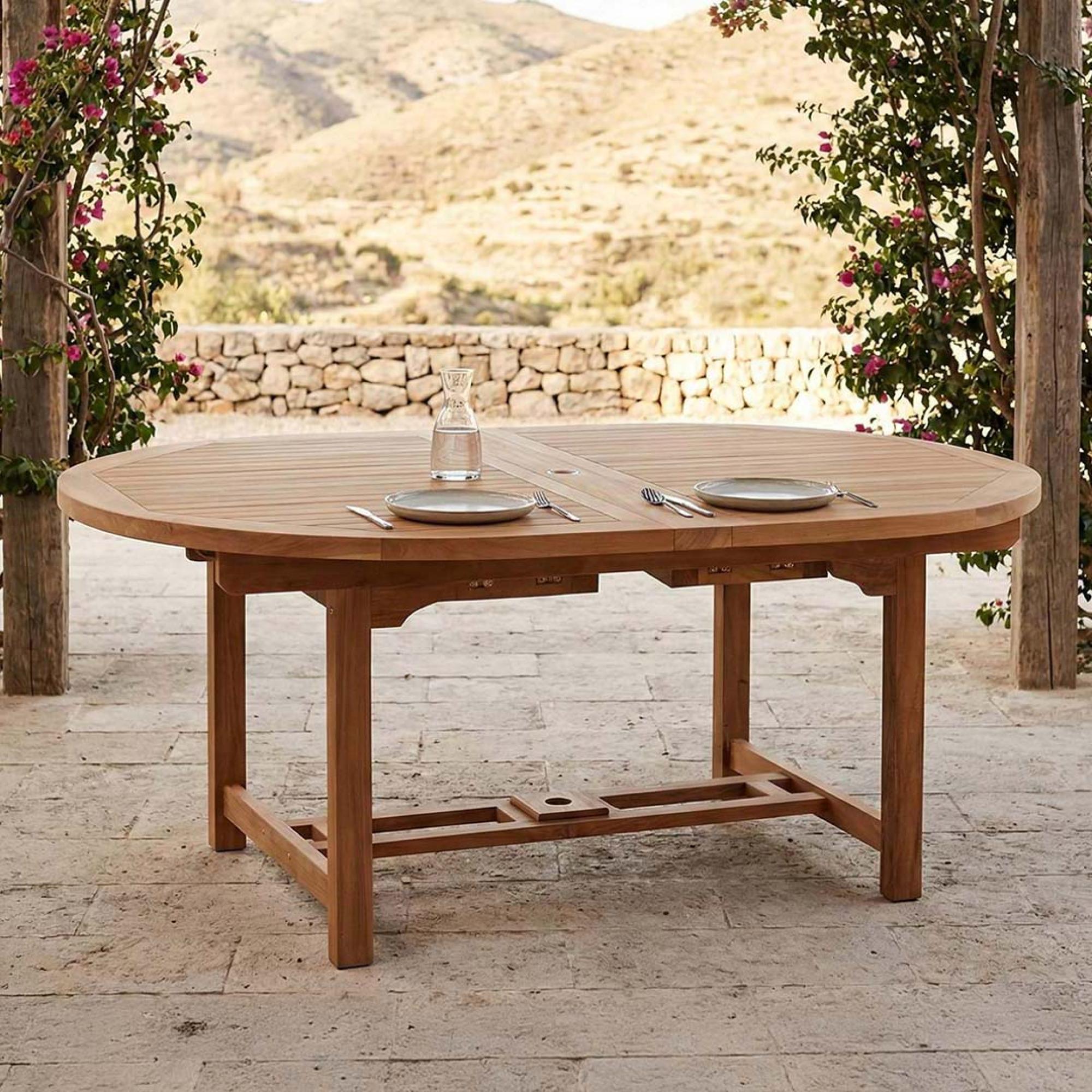 Avon Teak Oval Extending Dining Table - 180-240cm