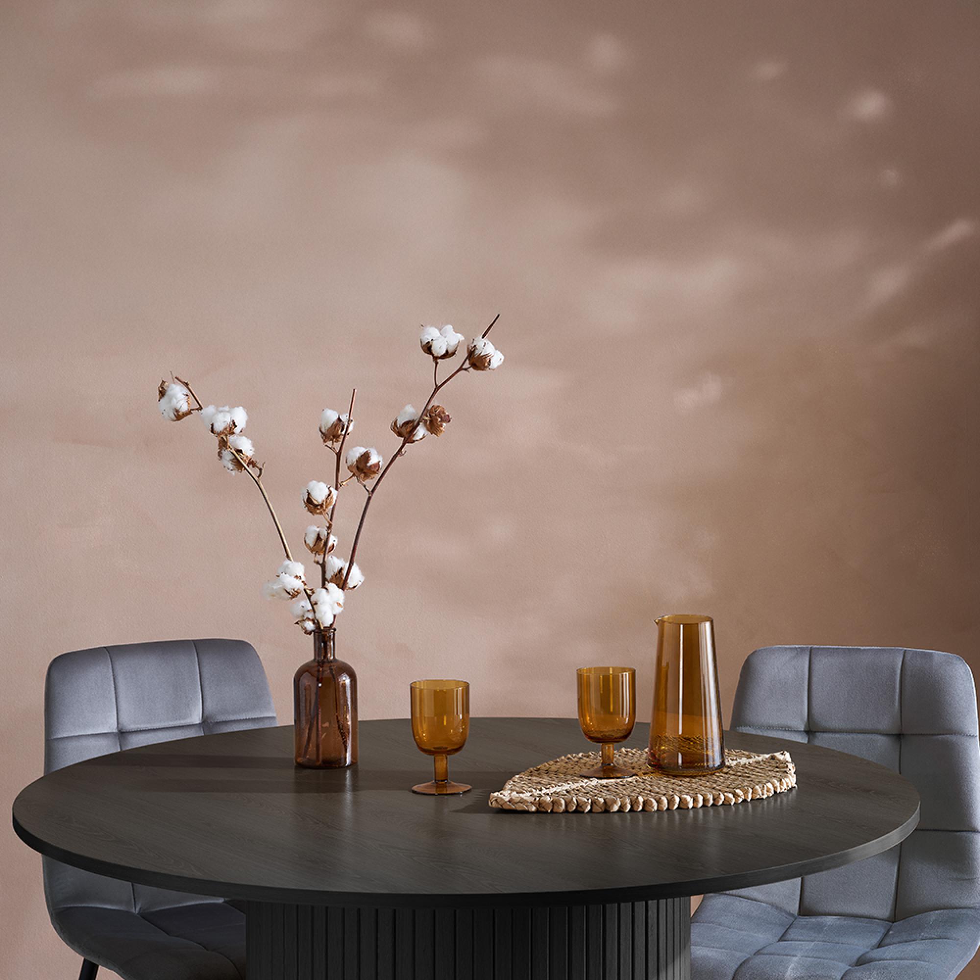 Axel Round Dining Table - 4 Seater - 120cm - Black Fluted