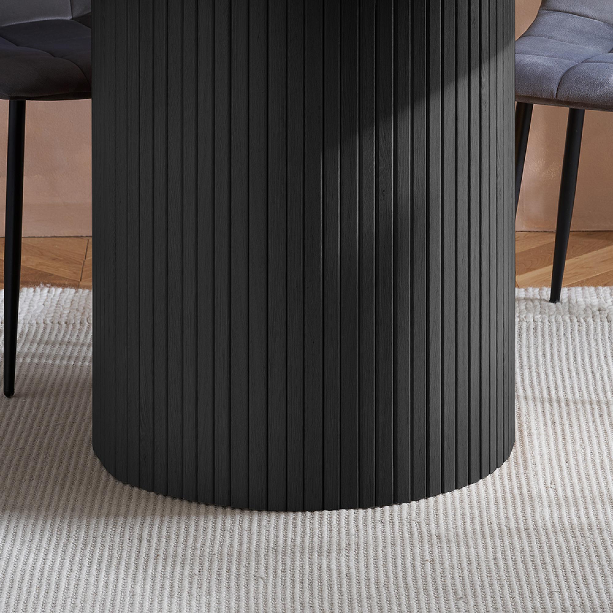 Axel Round Dining Table - 4 Seater - 120cm - Black Fluted