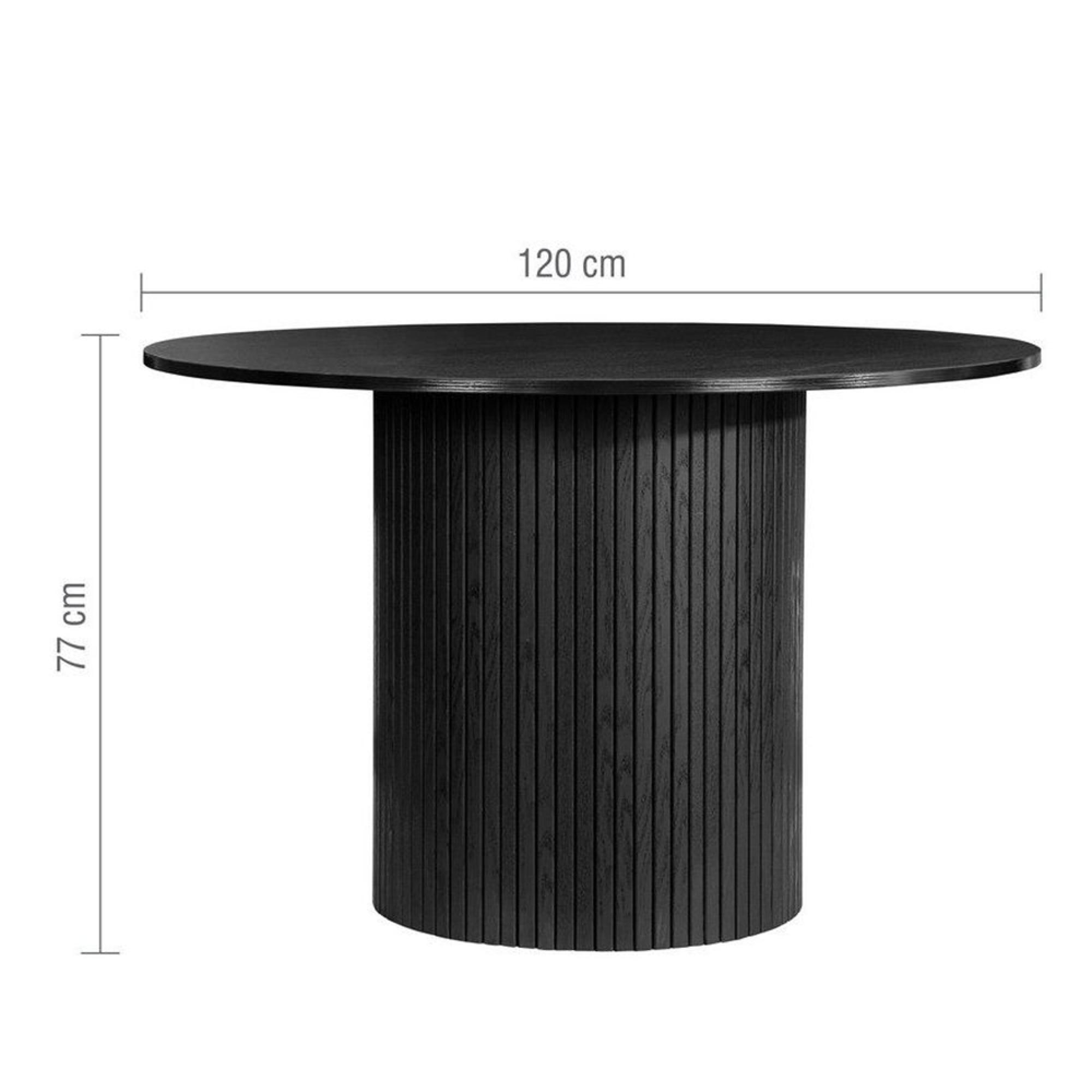 Axel Round Dining Table - 4 Seater - 120cm - Black Fluted