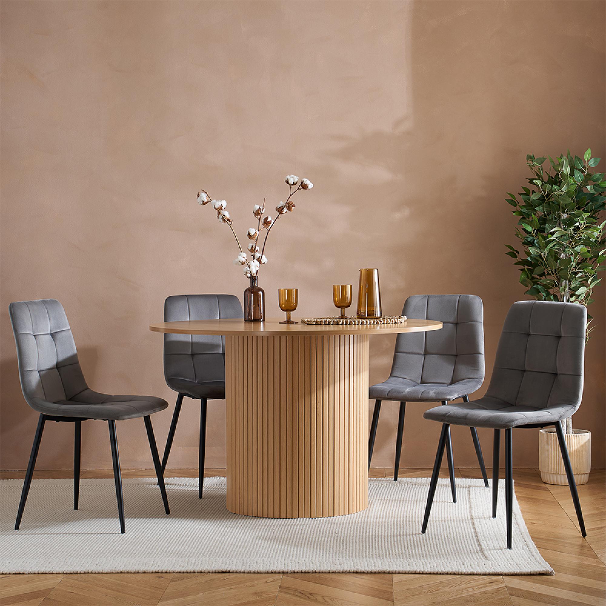 Axel Round Dining Table - 4 Seater - 120cm - Oak Fluted