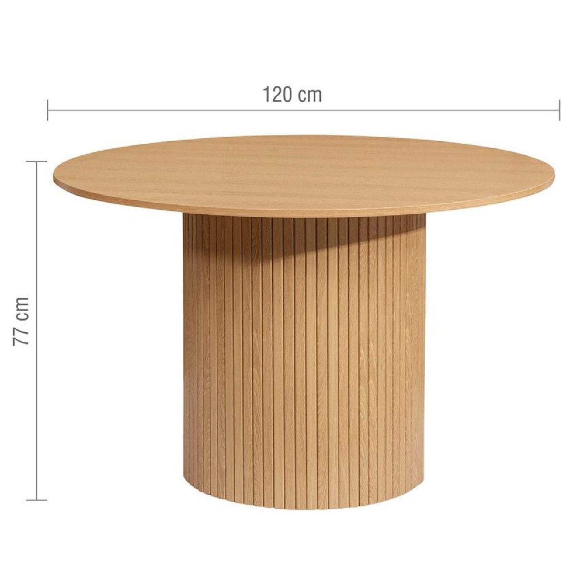 Axel Round Dining Table - 4 Seater - 120cm - Oak Fluted