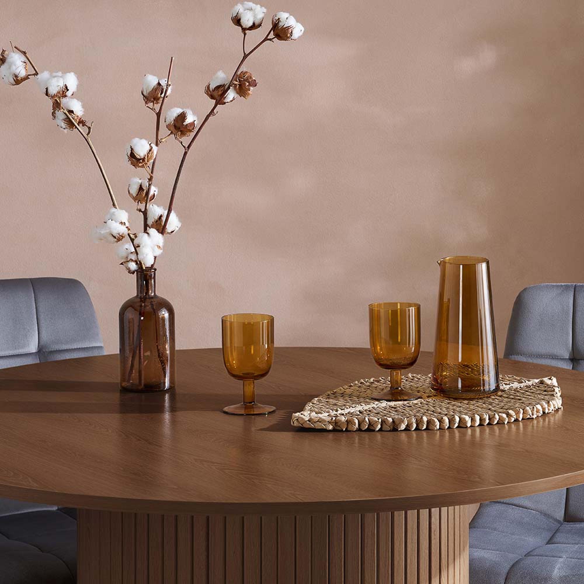 Axel Round Dining Table - 4 Seater - 120cm - Walnut Fluted