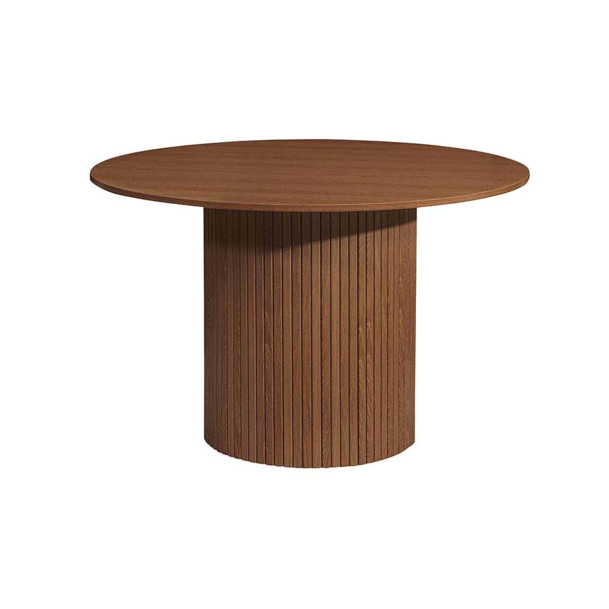 Axel Round Dining Table - 4 Seater - 120cm - Walnut Fluted
