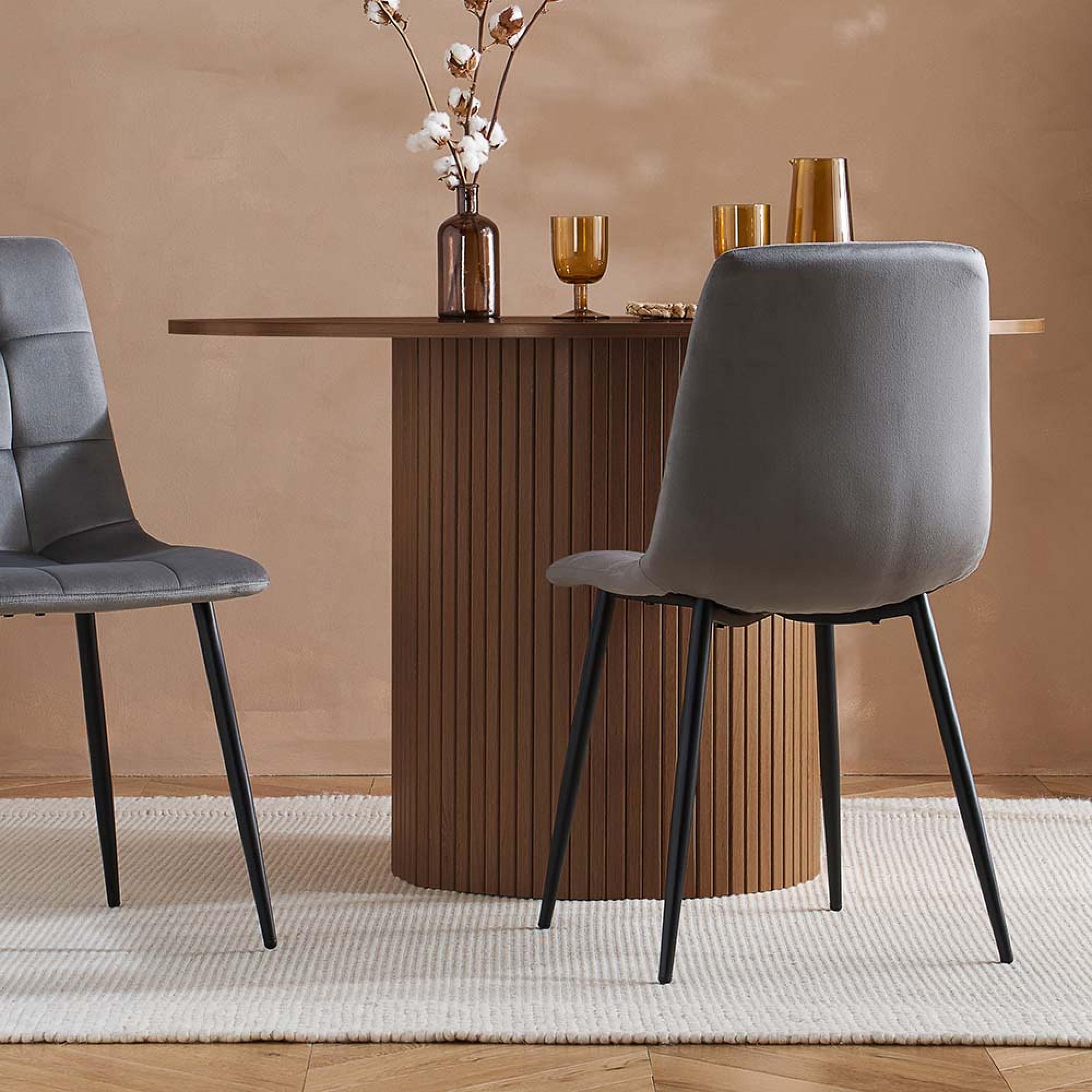 Axel Round Dining Table - 4 Seater - 120cm - Walnut Fluted