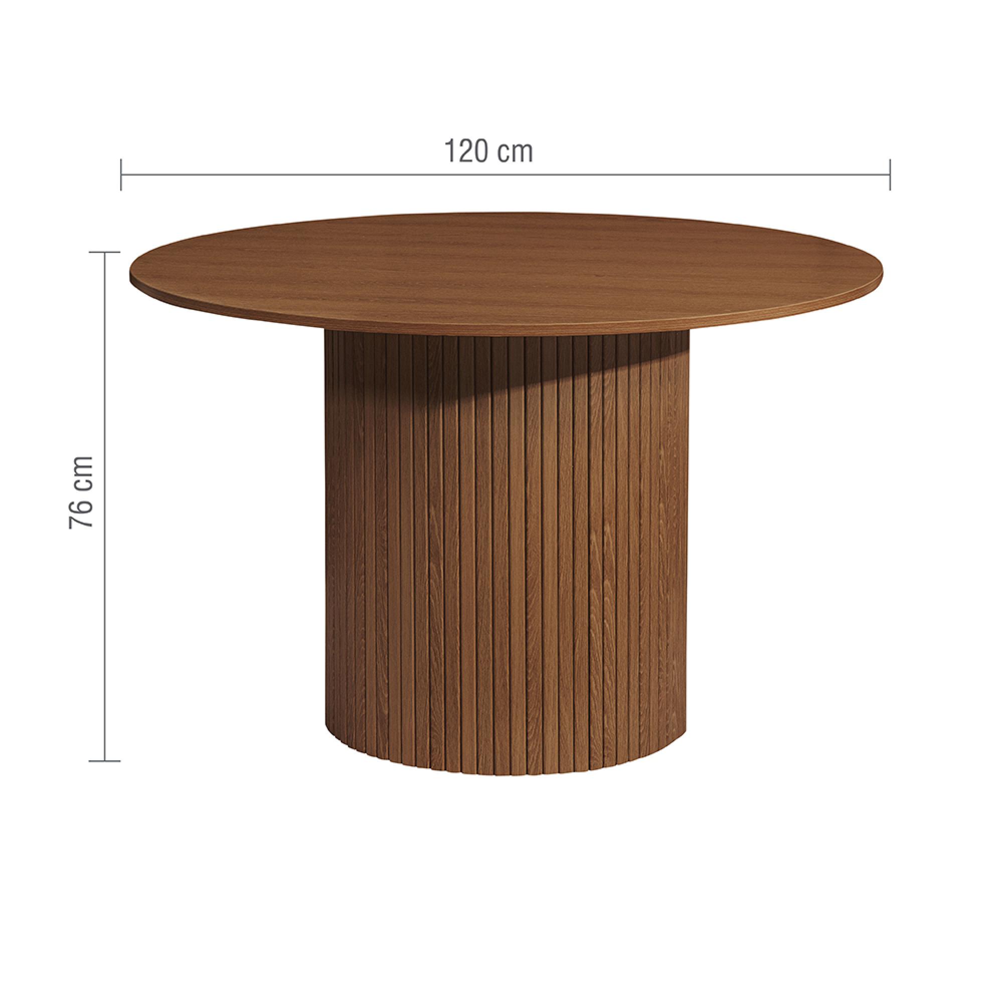 Axel Round Dining Table - 4 Seater - 120cm - Walnut Fluted