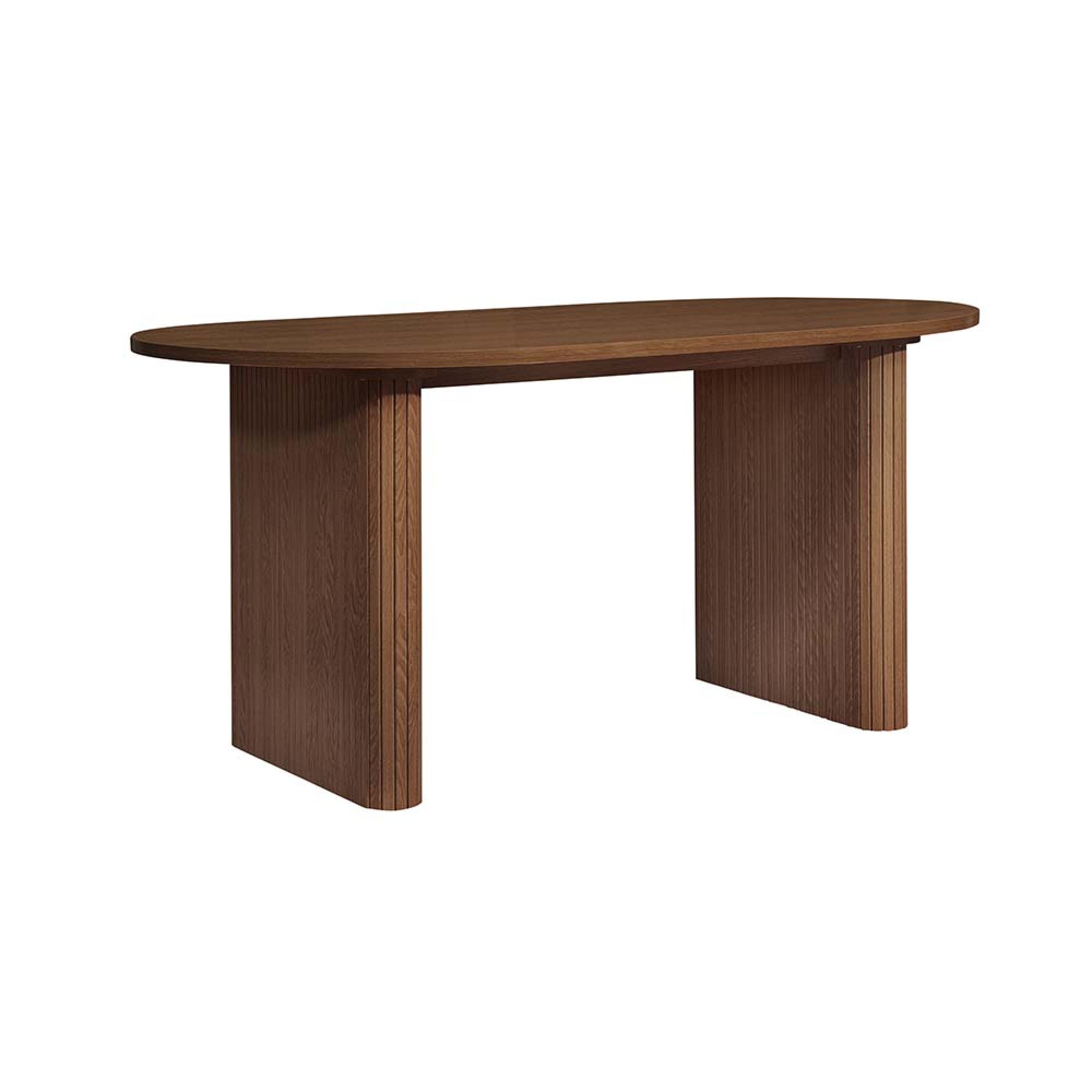 Axel Oval Dining Table - 6 Seater - 160cm - Walnut Fluted