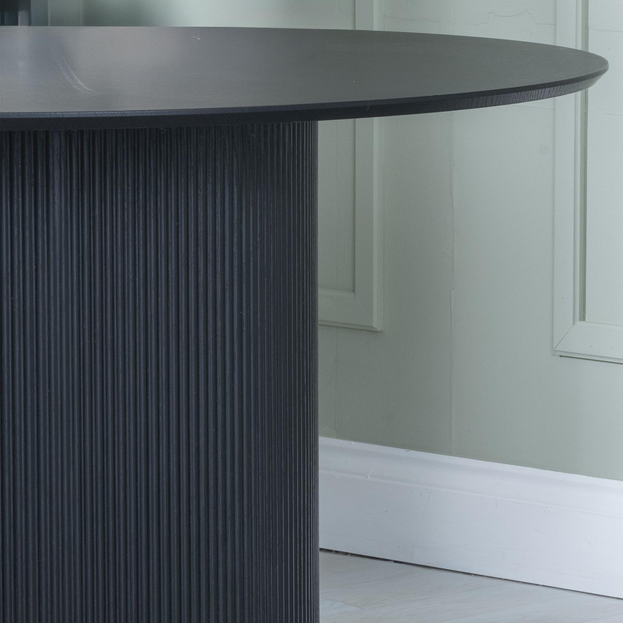 Bern Round Fluted Round Dining Table - 4 Seater - 120cm - Black - Drum Base