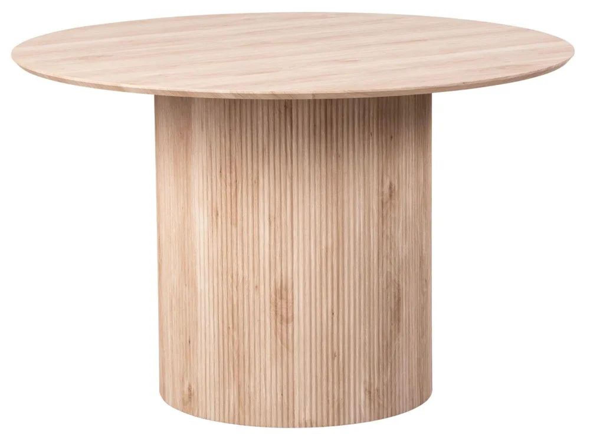 Bern Fluted Round Dining Table - 4 Seater - 120cm - Oak - Drum Base