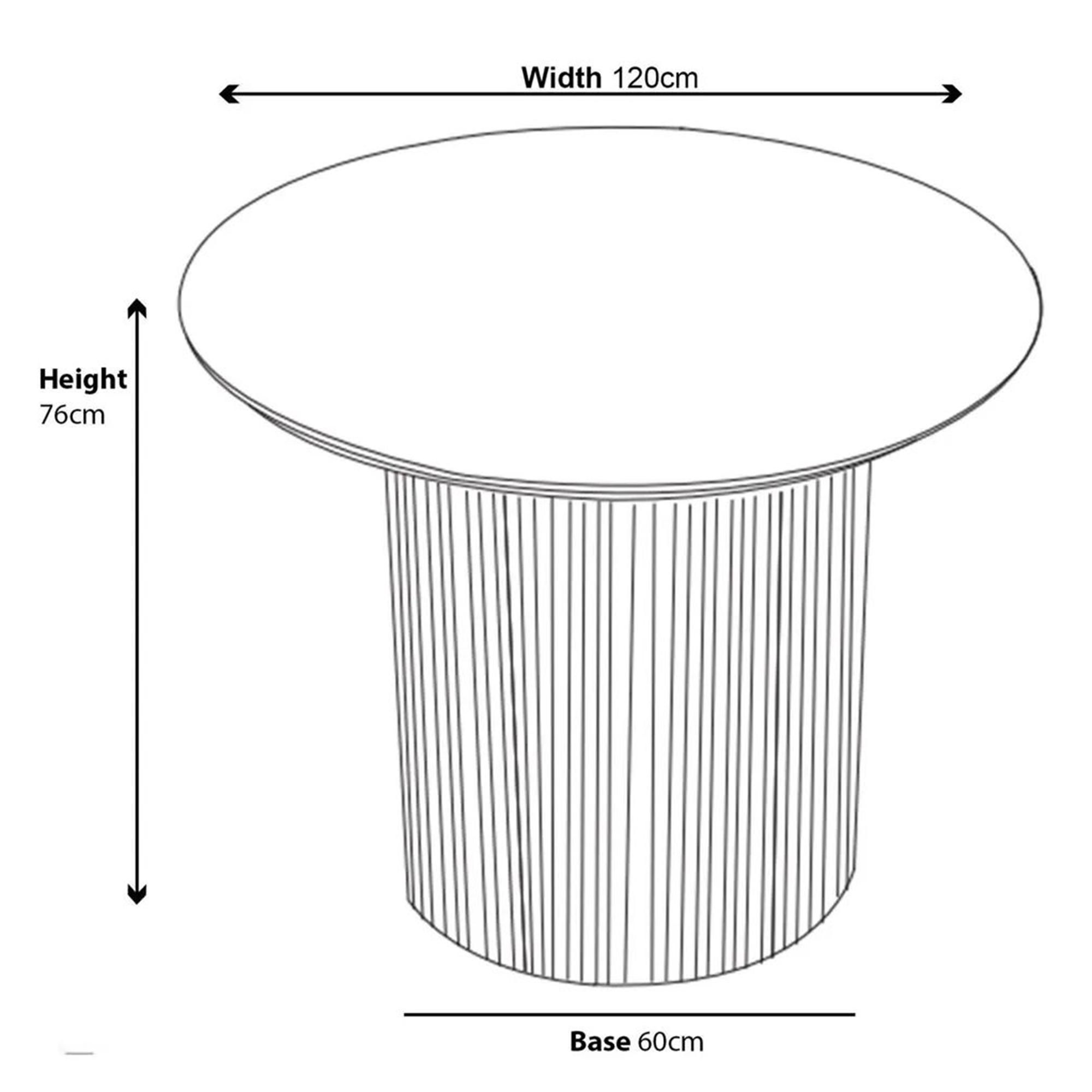 Bern Fluted Round Dining Table - 4 Seater - 120cm - Oak - Drum Base