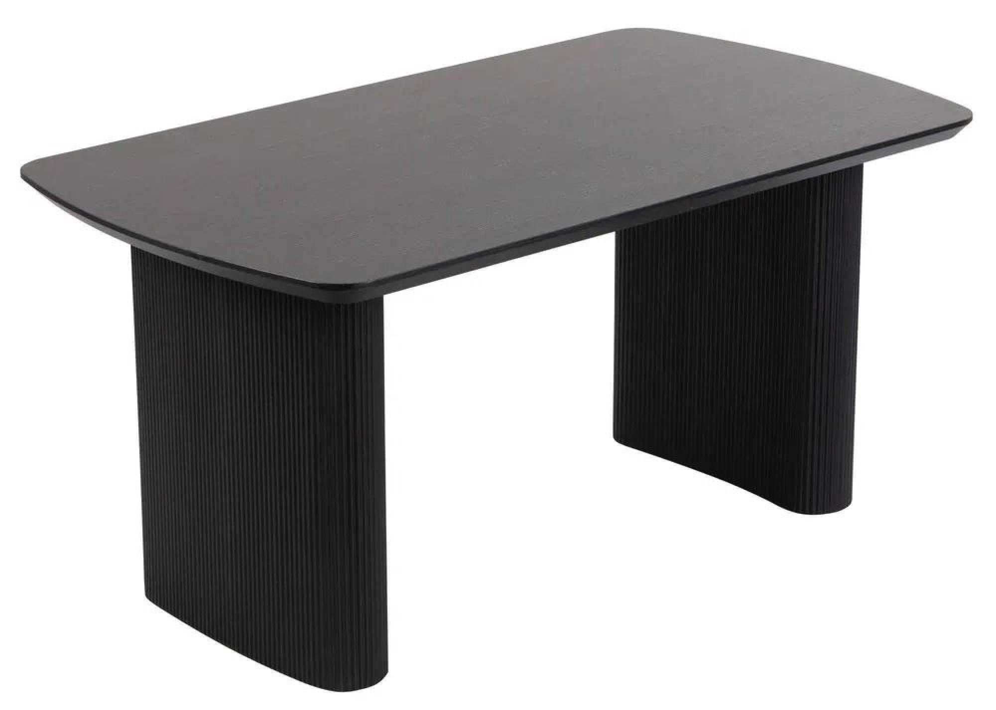 Bern Fluted Dining Table - 6 Seater - 160cm - Black - Pedestal Base